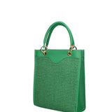 Borsa a mano da donna Misto pelle e tessuto 07149-D47 VERDE Roberta Rossi