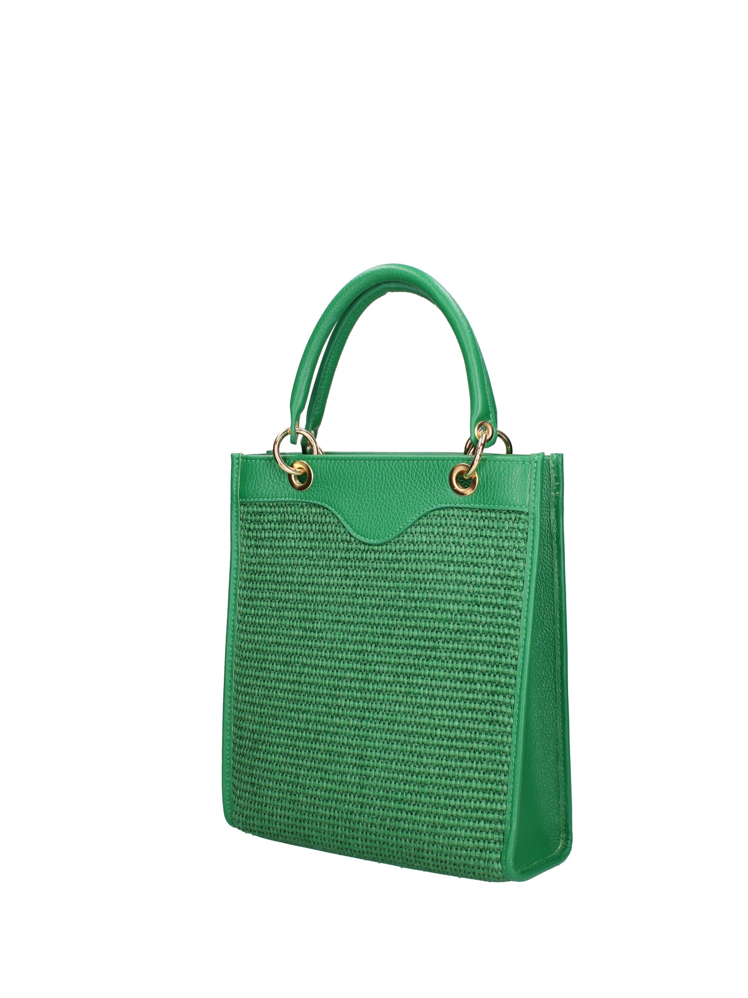 Borsa a mano da donna Misto pelle e tessuto 07149-D47 VERDE Roberta Rossi