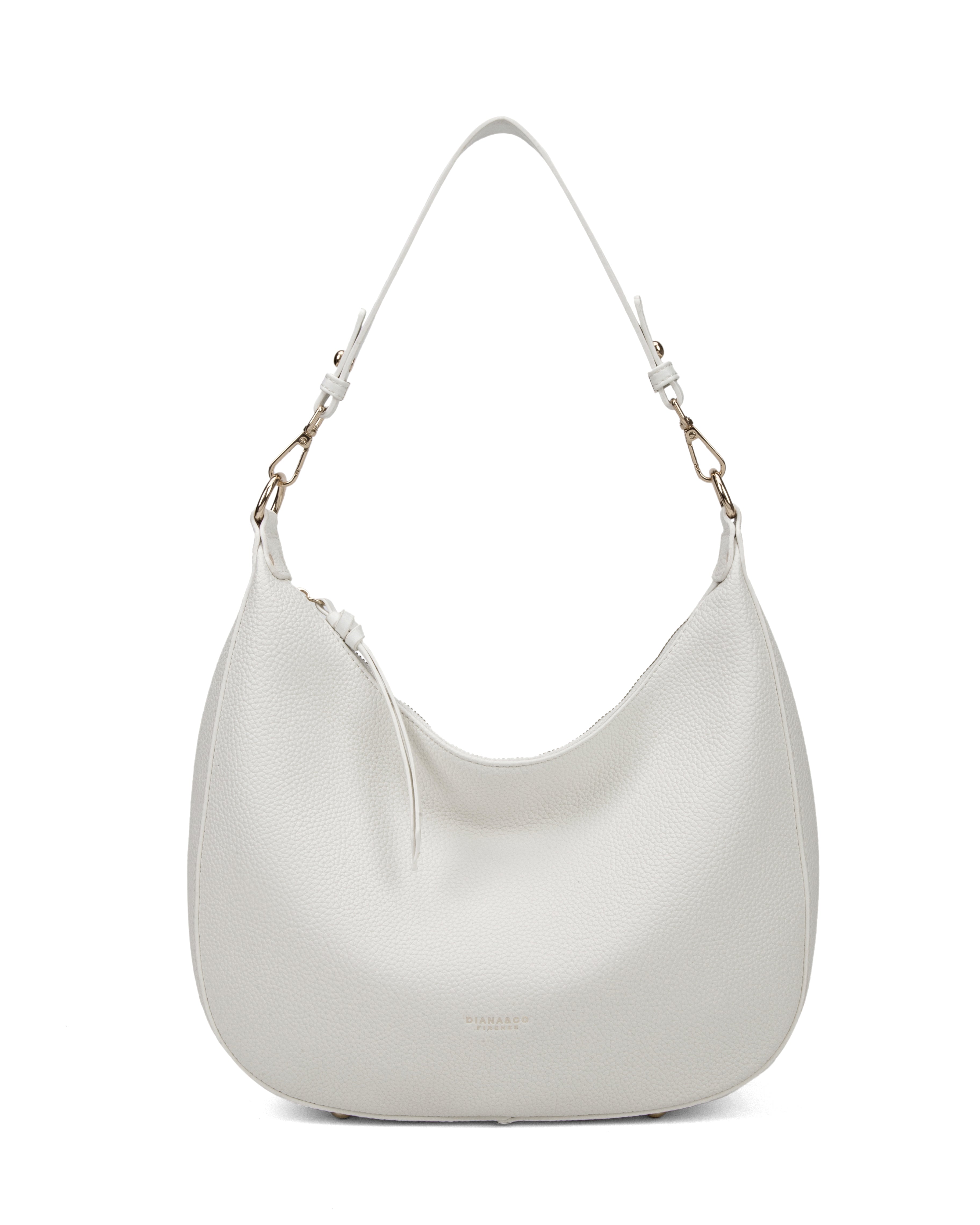 Borsa a spalla da donna 100% pelle vegana PU 715-1PT-WHITE Diana&co