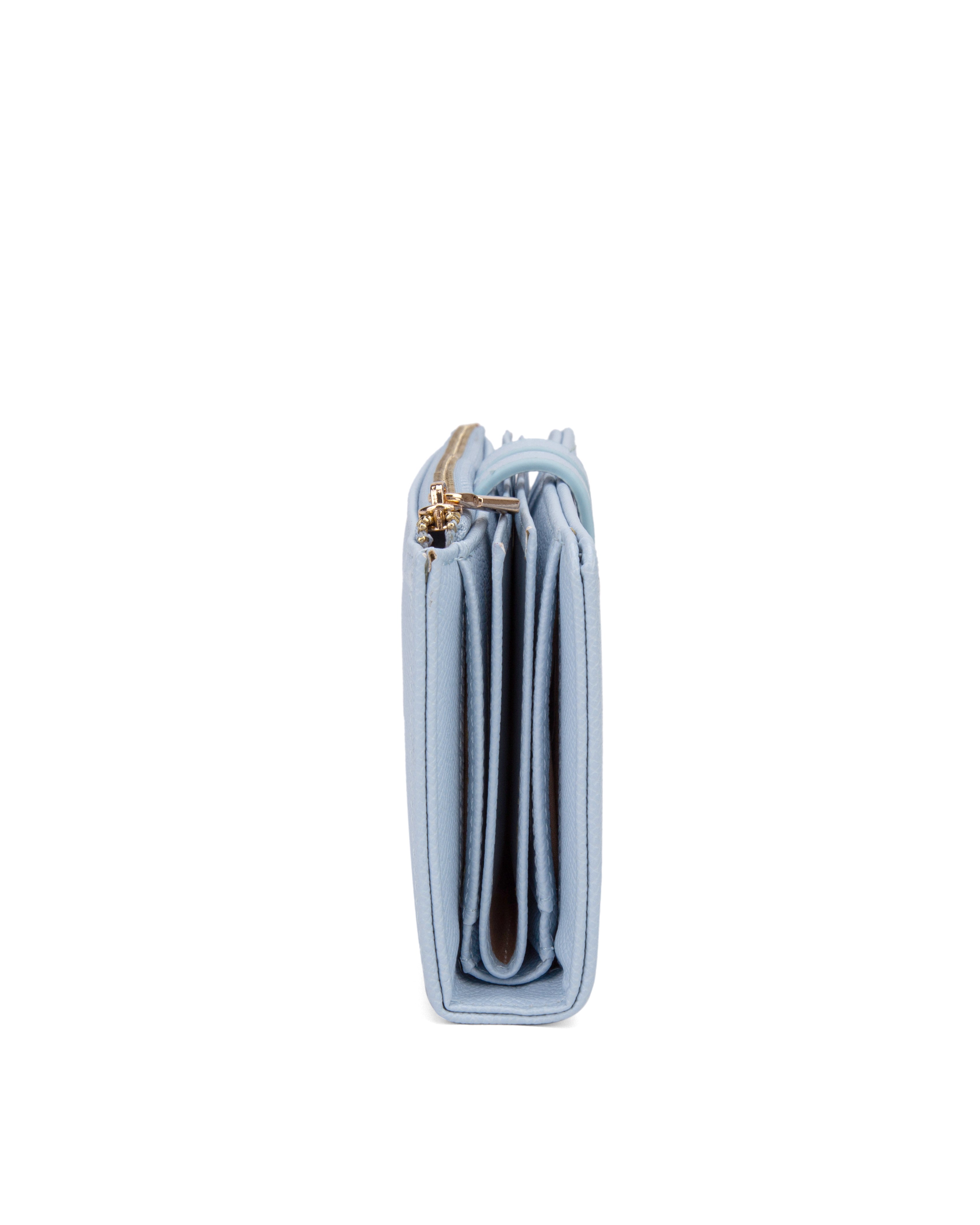 Portafoglio da donna 100% pelle vegana PU 798-3PT-SKYBLUE Diana&co