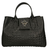 Ascoli Borsa a mano da donna Pelle stampata cocco 7718-NERO BLACK Gave Lux