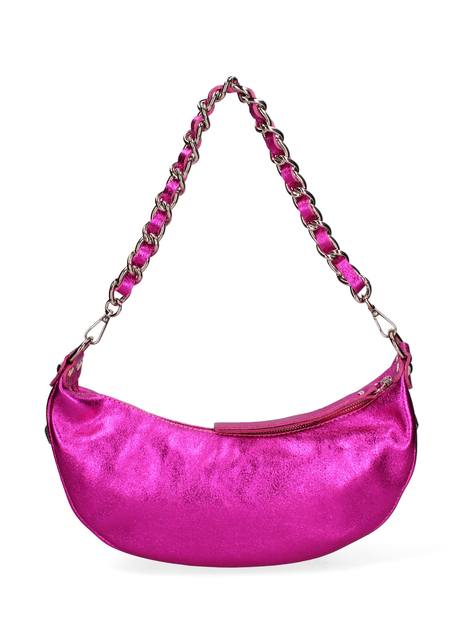 Borsa a spalla da donna Vera pelle dollaro metallizzata JR-W-1047-FUXIA LAMINA John Richmond
