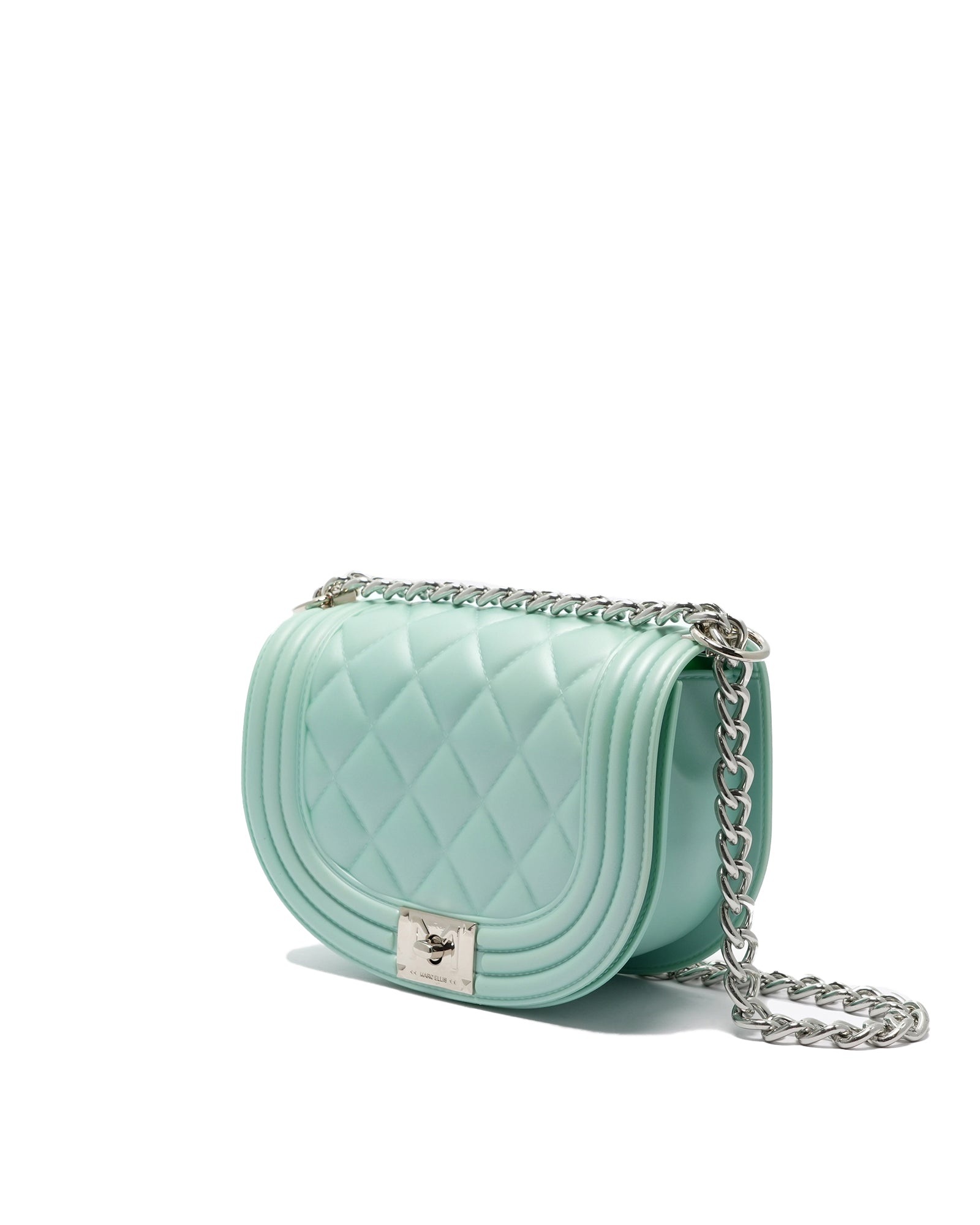 Borsa a mano da donna 100% PVC FLAT ZOE-VERDE ACQUA + SILVER Marc Ellis