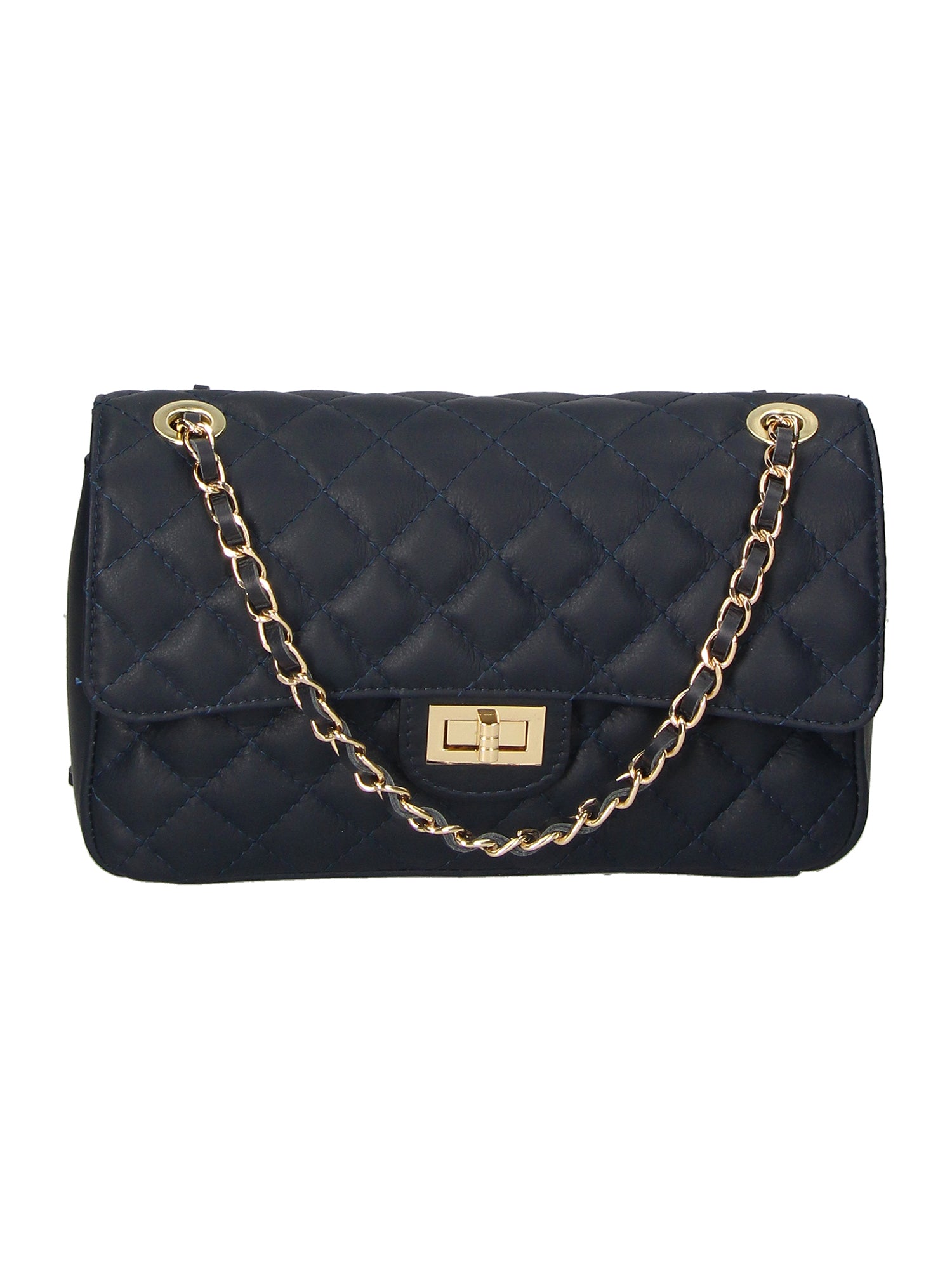 Clizia Borsa a spalla da donna Vera pelle 6078-S24 BLU JEANS Gave Lux