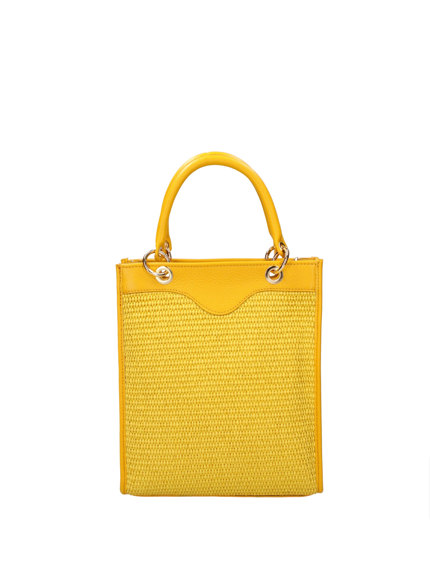 Borsa a mano da donna Misto pelle e tessuto 07149-D04 GIALLO Roberta Rossi