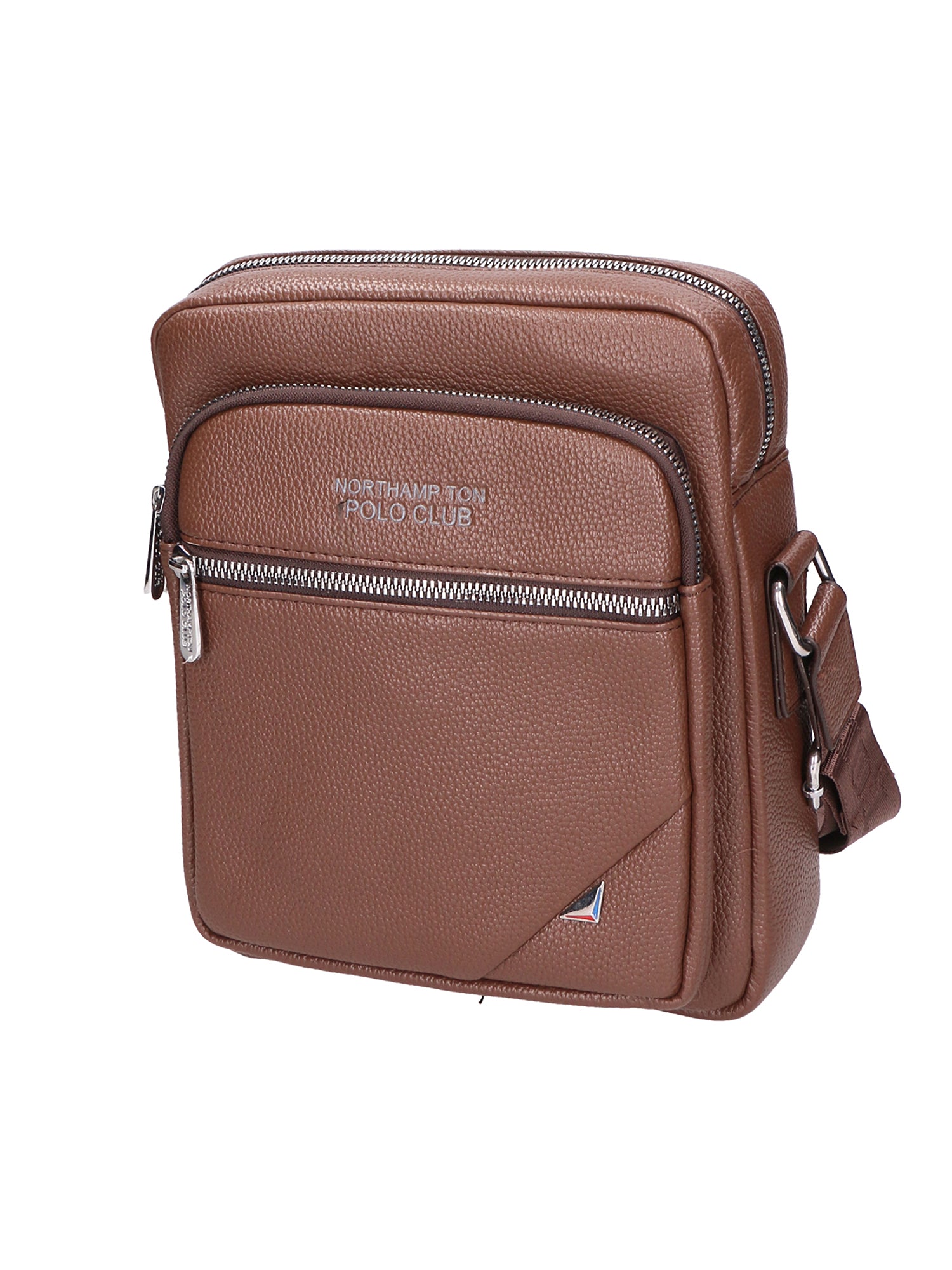 Borsa a tracolla uomo Pelle PU vegana PCL3025-LIGHT BROWN Northampton Polo Club