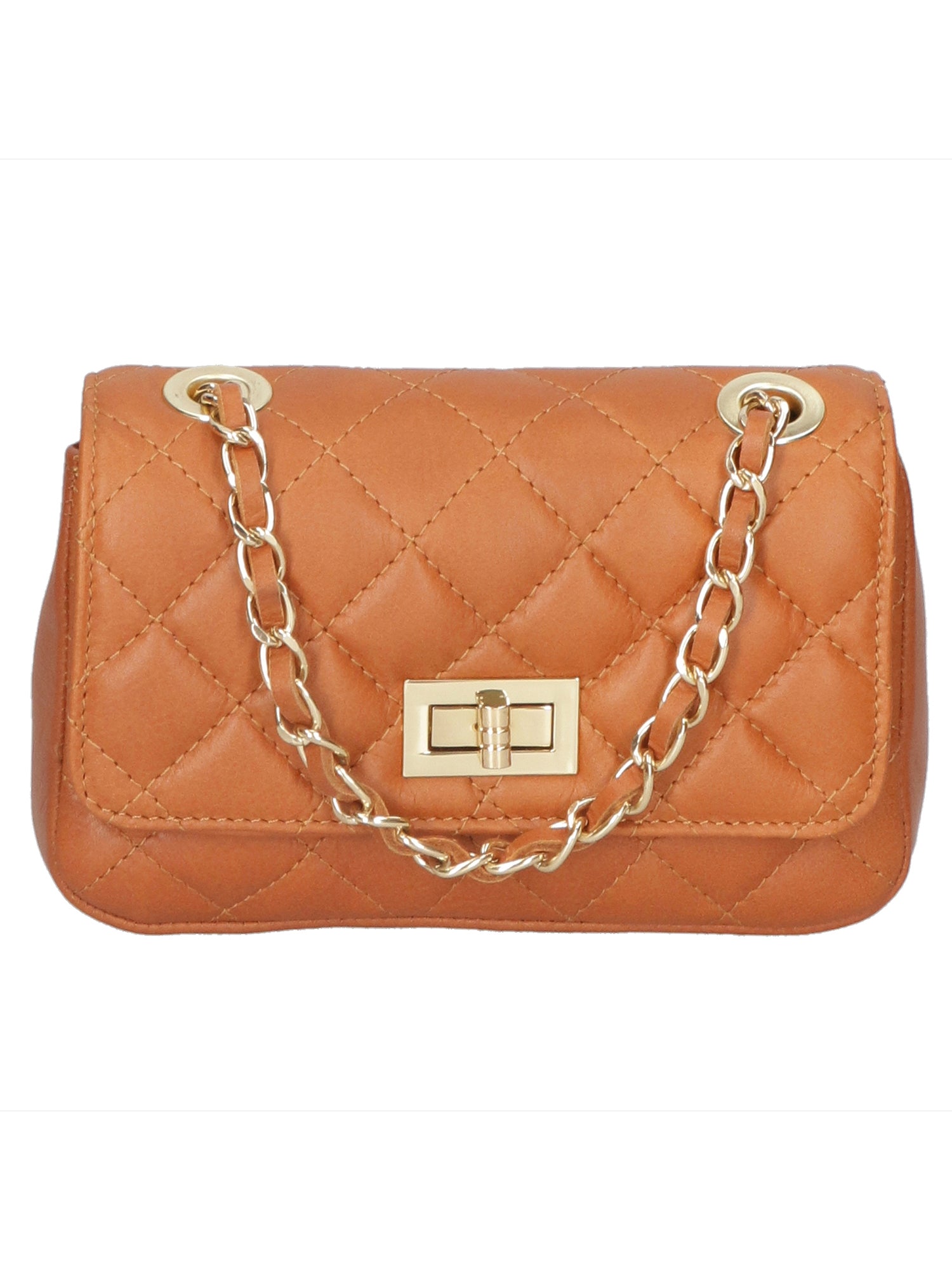 Carolina Borsa a spalla da donna Vera pelle 1073-S17 CUOIO SCURO Gave Lux