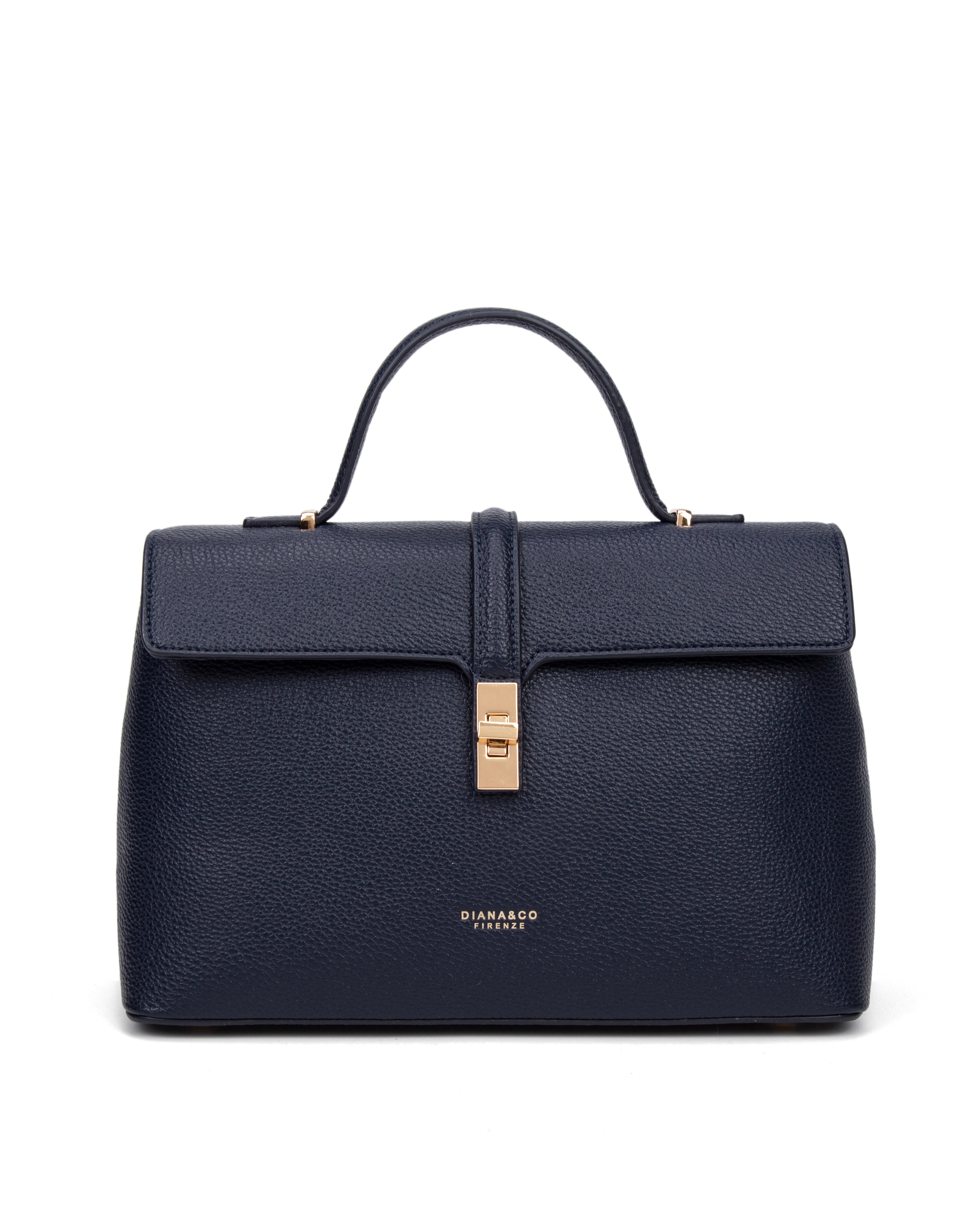 Borsa a mano da donna 100% pelle vegana PU 755-2PT-NAVYBLUE Diana&co