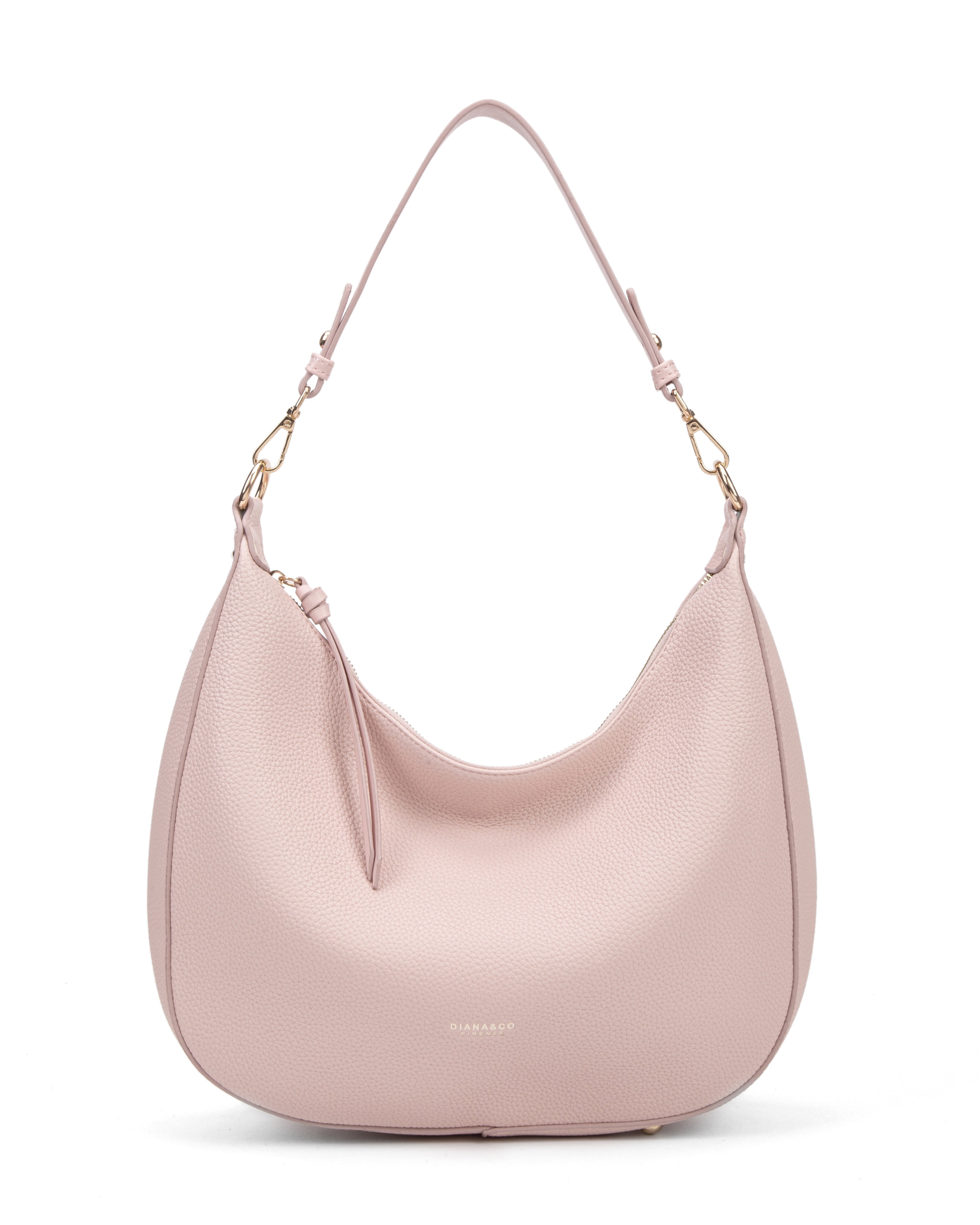 Borsa a spalla da donna 100% pelle vegana PU 715-1PT-ROSE Diana&co