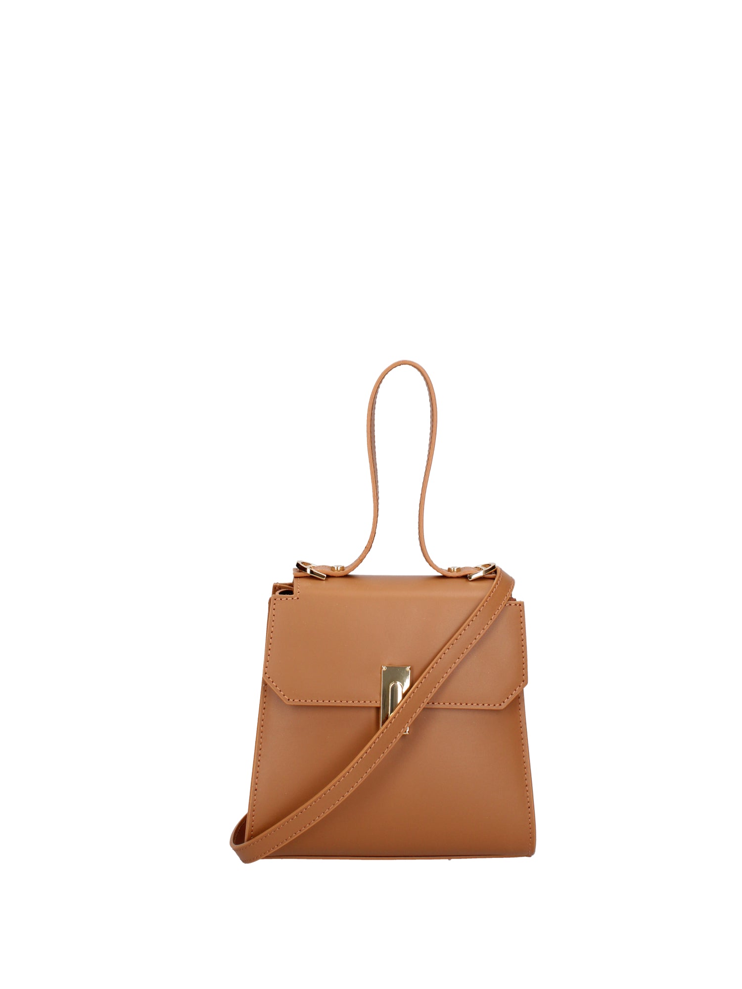 Borsa a mano da donna 100% pelle 07204-L125 CAMEL Viola Castellani