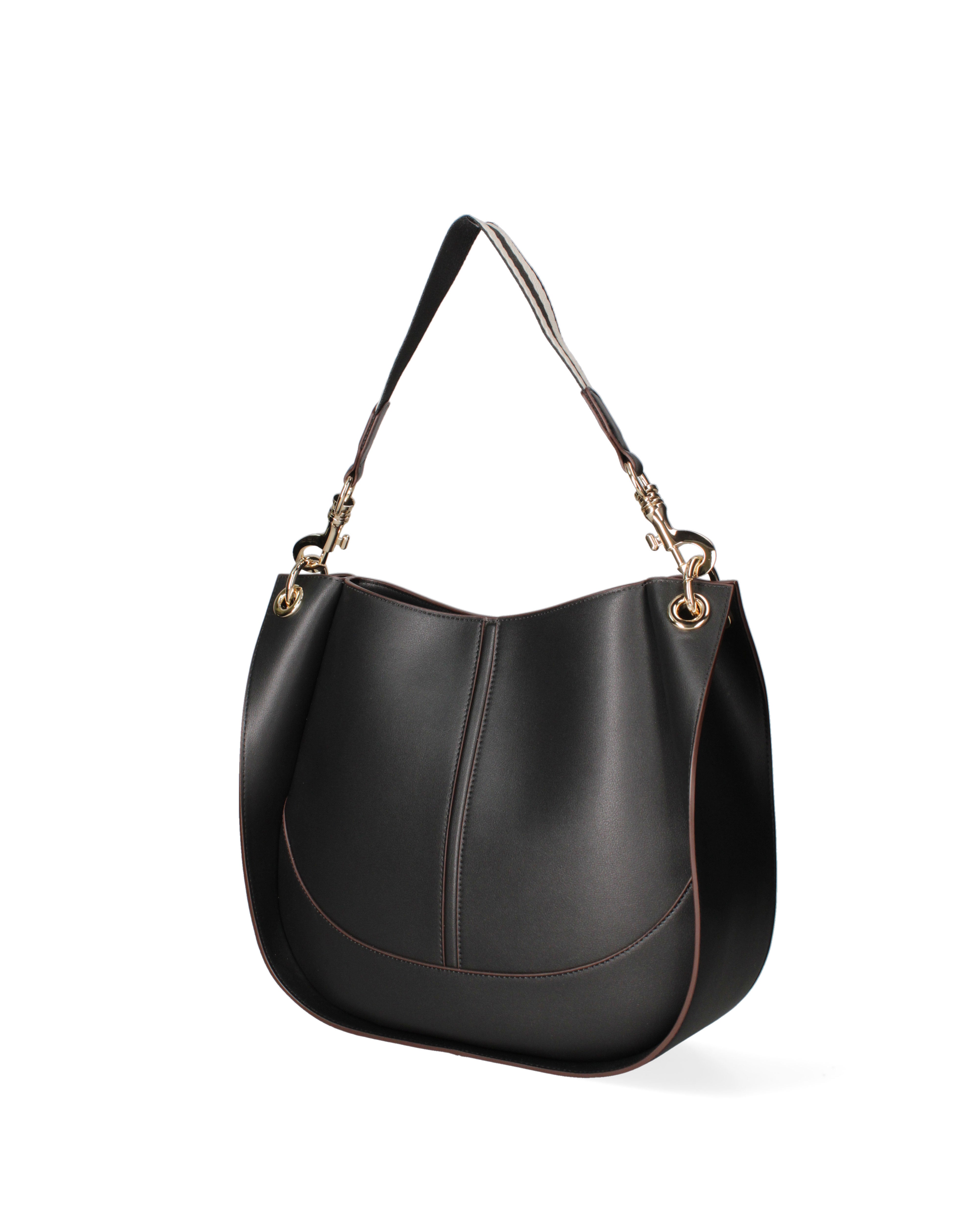 Borsa a spalla da donna 100% pelle riciclata 07224-Nero Viola Castellani