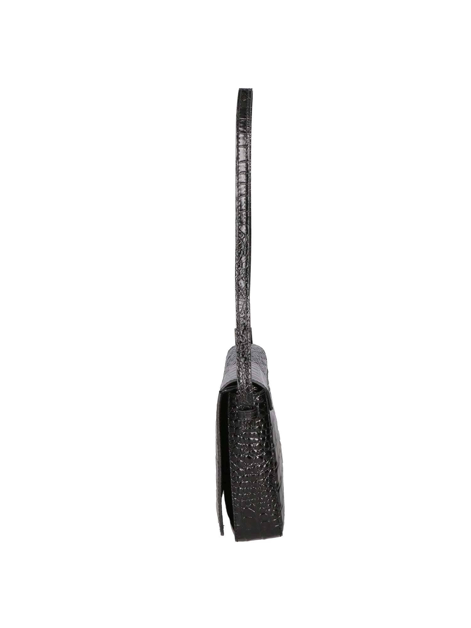 Azzurra Borsa a spalla da donna Vera pelle croco 05699-C28 NERO Gave Lux