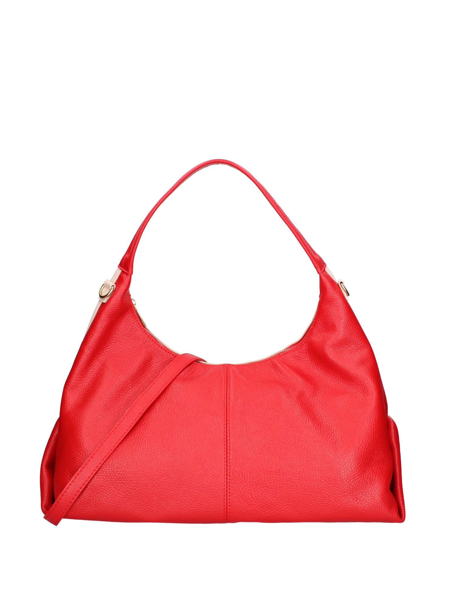 Borsa a spalla da donna Vera pelle 07233-D58 ROSSO+D37 LATTE Roberta Rossi