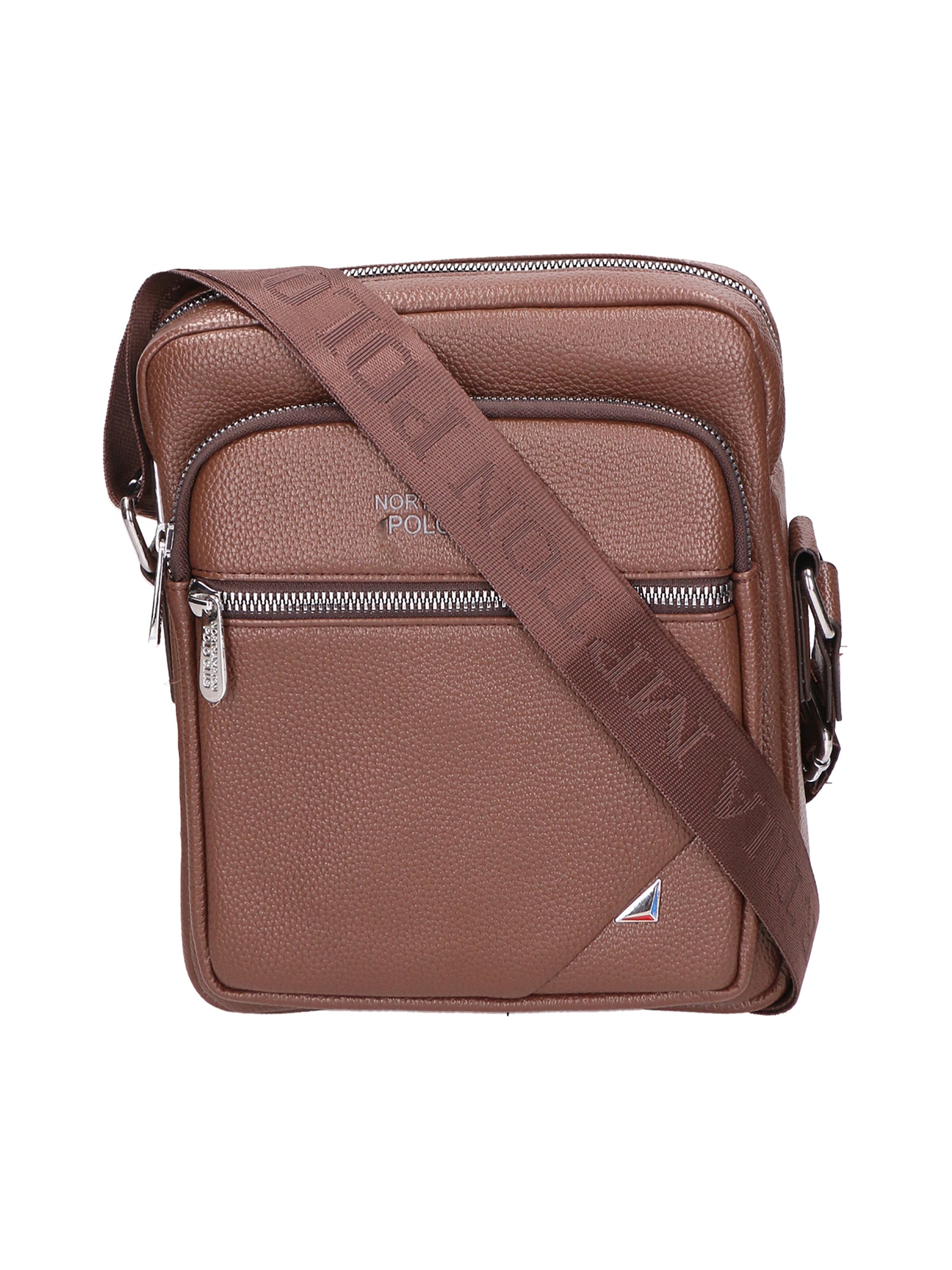 Borsa a tracolla uomo Pelle PU vegana PCL3025-LIGHT BROWN Northampton Polo Club
