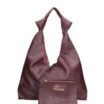 Borsa a spalla da donna 100% vera pelle 07156-D54 BORDO SCURO Viola Castellani