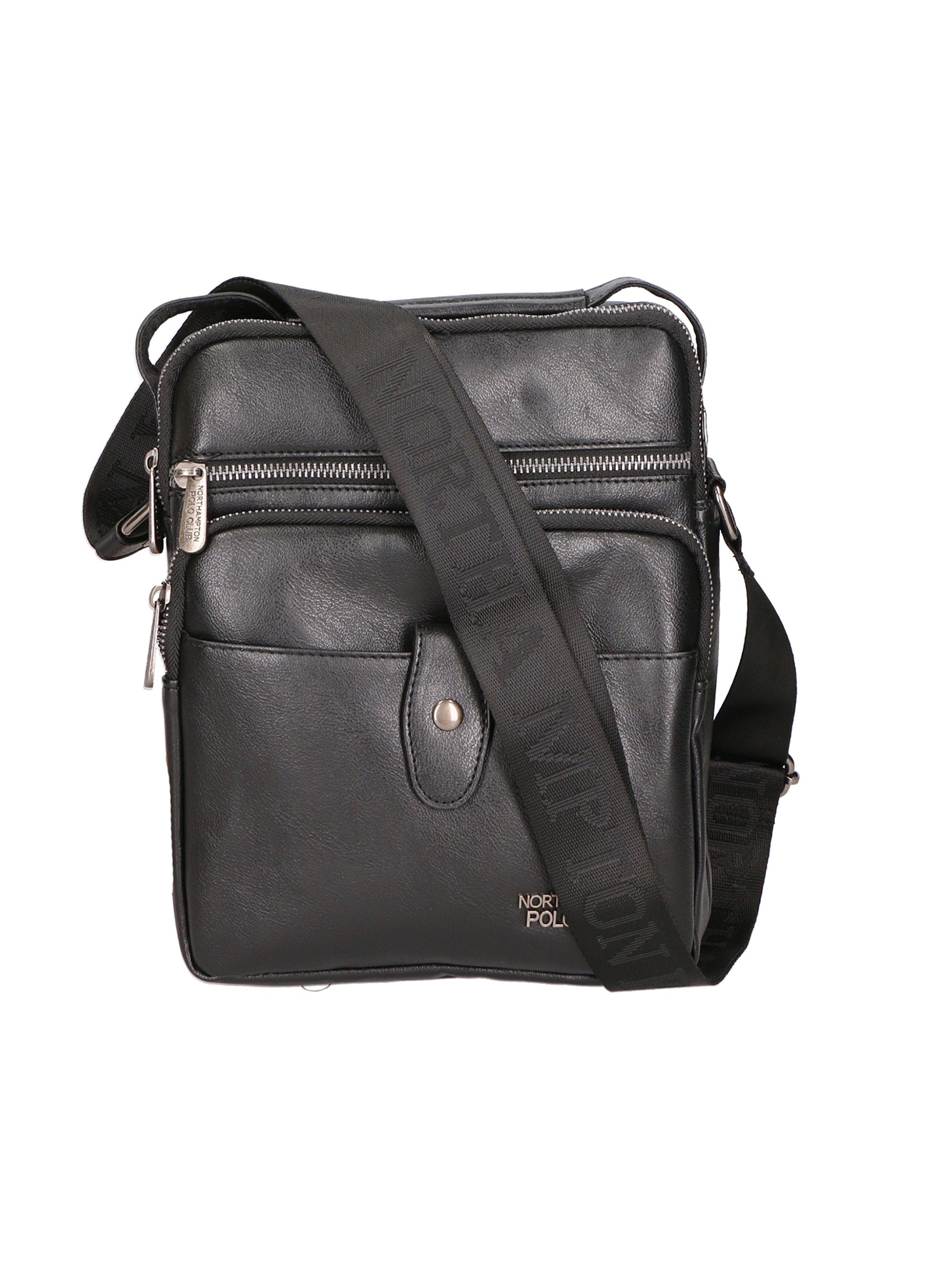 Borsa a tracolla uomo vegana 100% PU Leather PCL3101-BLACK Northampton Polo Club