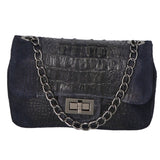 Camilla Borsa a tracolla da donna Pelle scamosciata croco 10029-BLEU Gave Lux