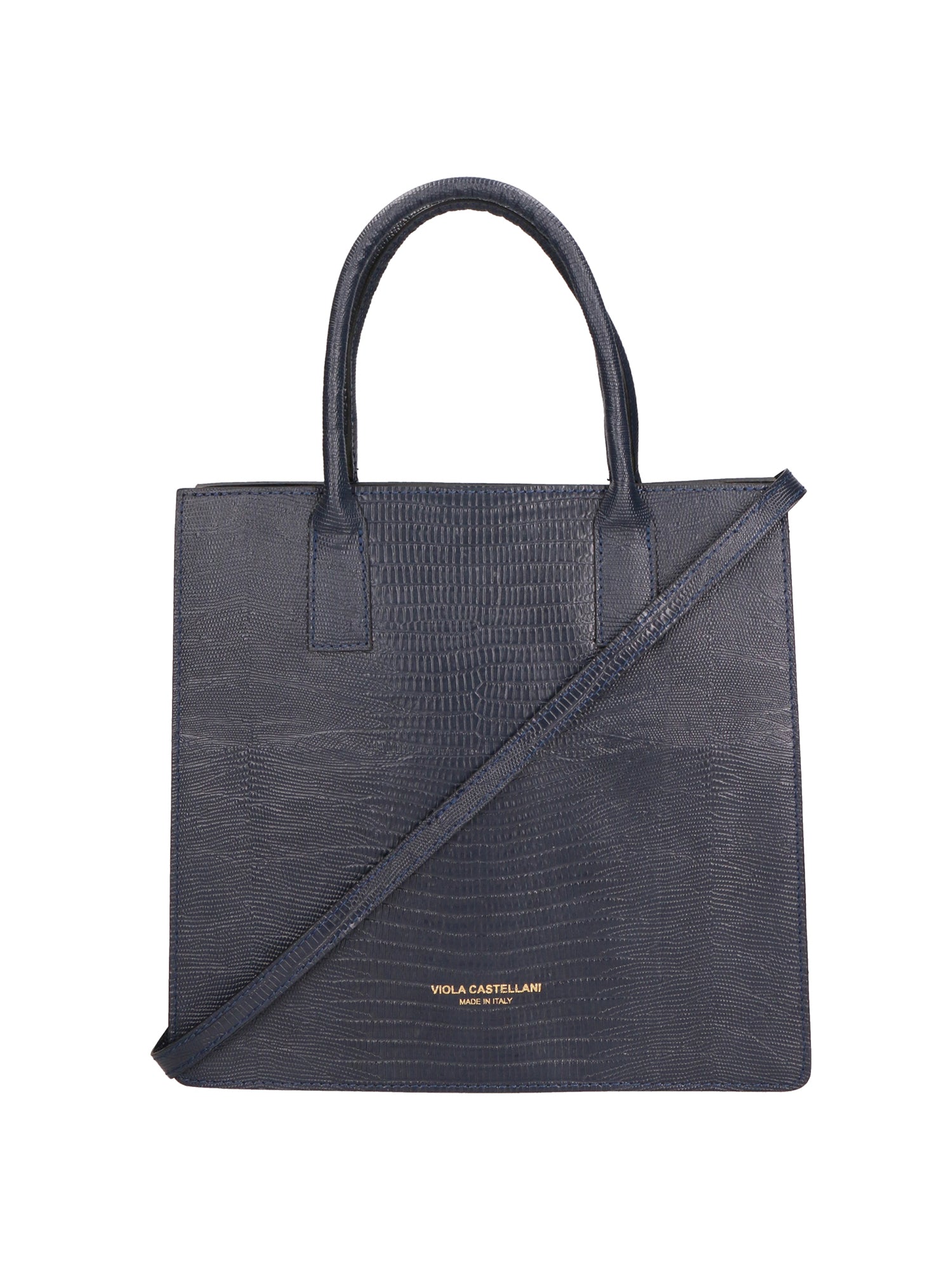 Giulia Borsa a mano da donna Vera pelle effetto cocco 468W-LU26 BLU SCURO Viola Castellani