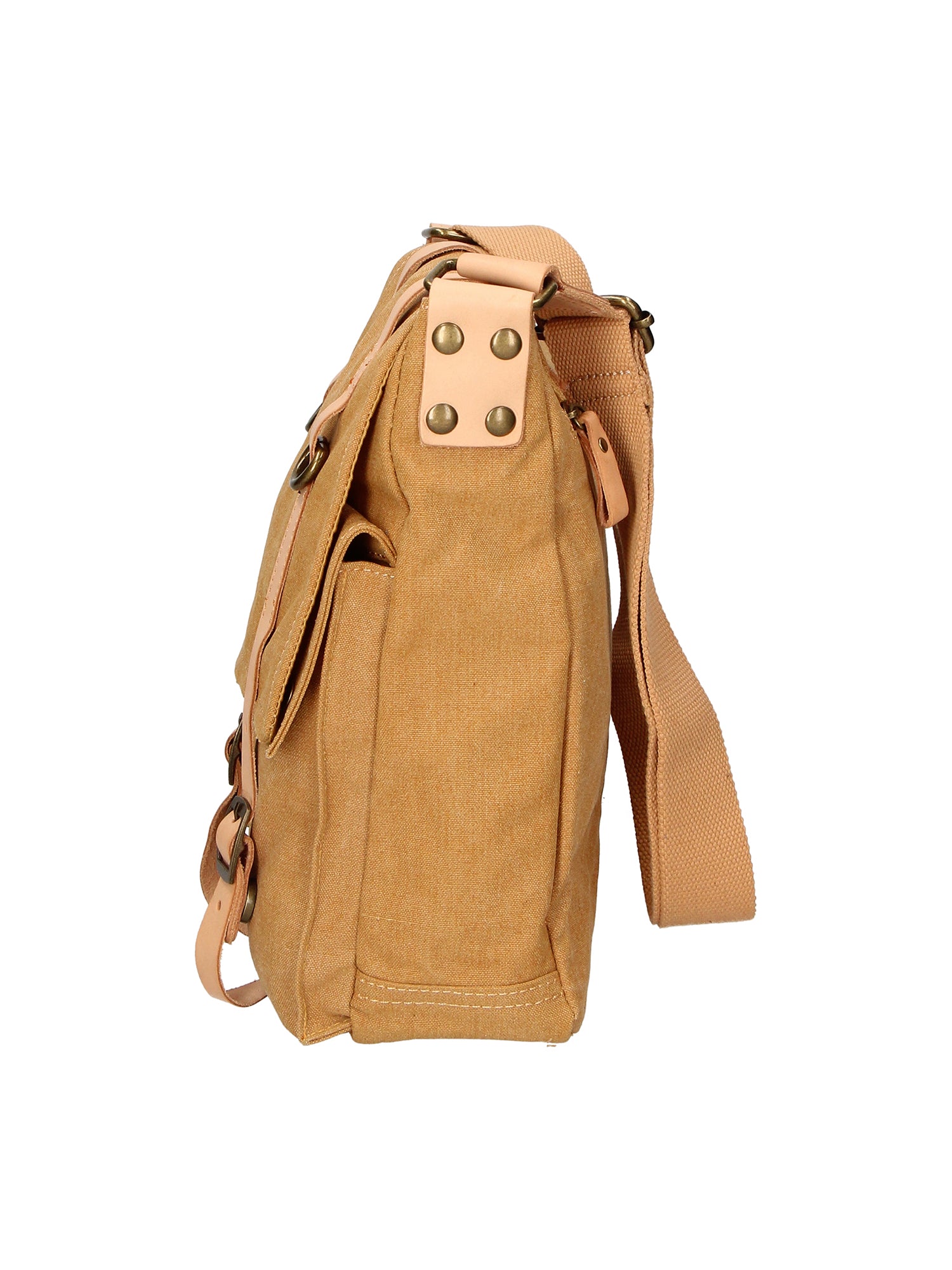 Milena Borsa a tracolla unisex Canvas e vera pelle ZG3009-CUOIO COGNAC Gave Lux