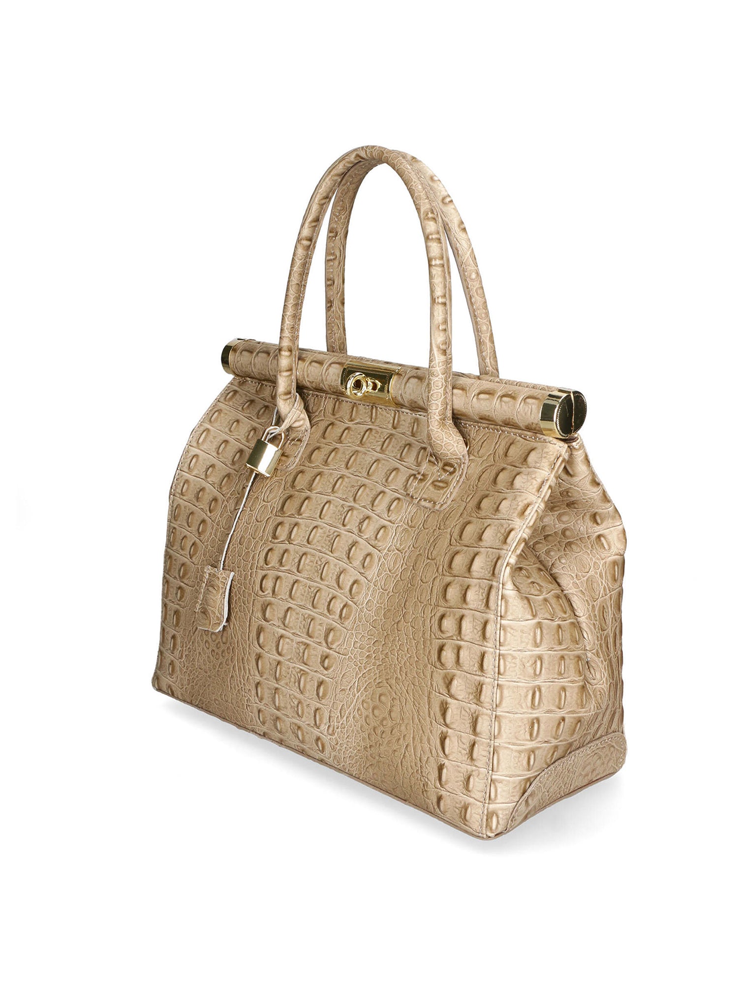 Deborah Borsa a mano da donna Pelle Croco Stampata 7727-C40 TAUPE SCURO DARK TAUPE Gave Lux
