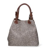 Elenia Borsa a mano da donna Vera pelle 80049-018 GRIGIO MEDIO Gave Lux