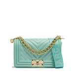 Borsa a mano da donna 100% Pvc FLAT S-VERDE ACQUA + LIGHT GOLD Marc Ellis