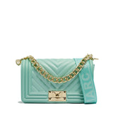 Borsa a mano da donna 100% Pvc FLAT S-VERDE ACQUA + LIGHT GOLD Marc Ellis