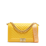 Borsa a mano da donna 100% PVC FLAT M-DARK YELLOW + OFF GOLD Marc Ellis