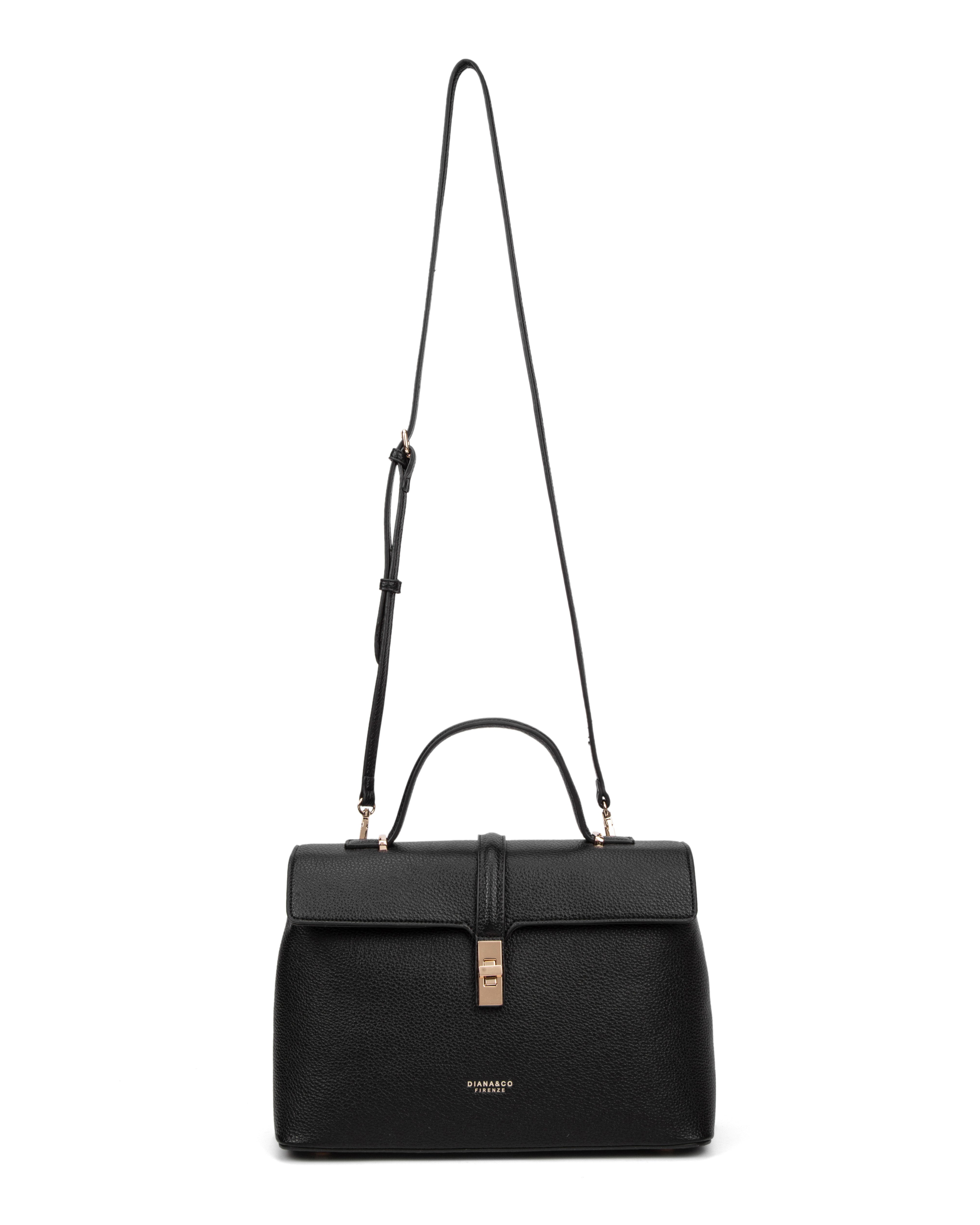 Borsa a mano da donna 100% pelle vegana PU 755-2PT-BLACK Diana&co