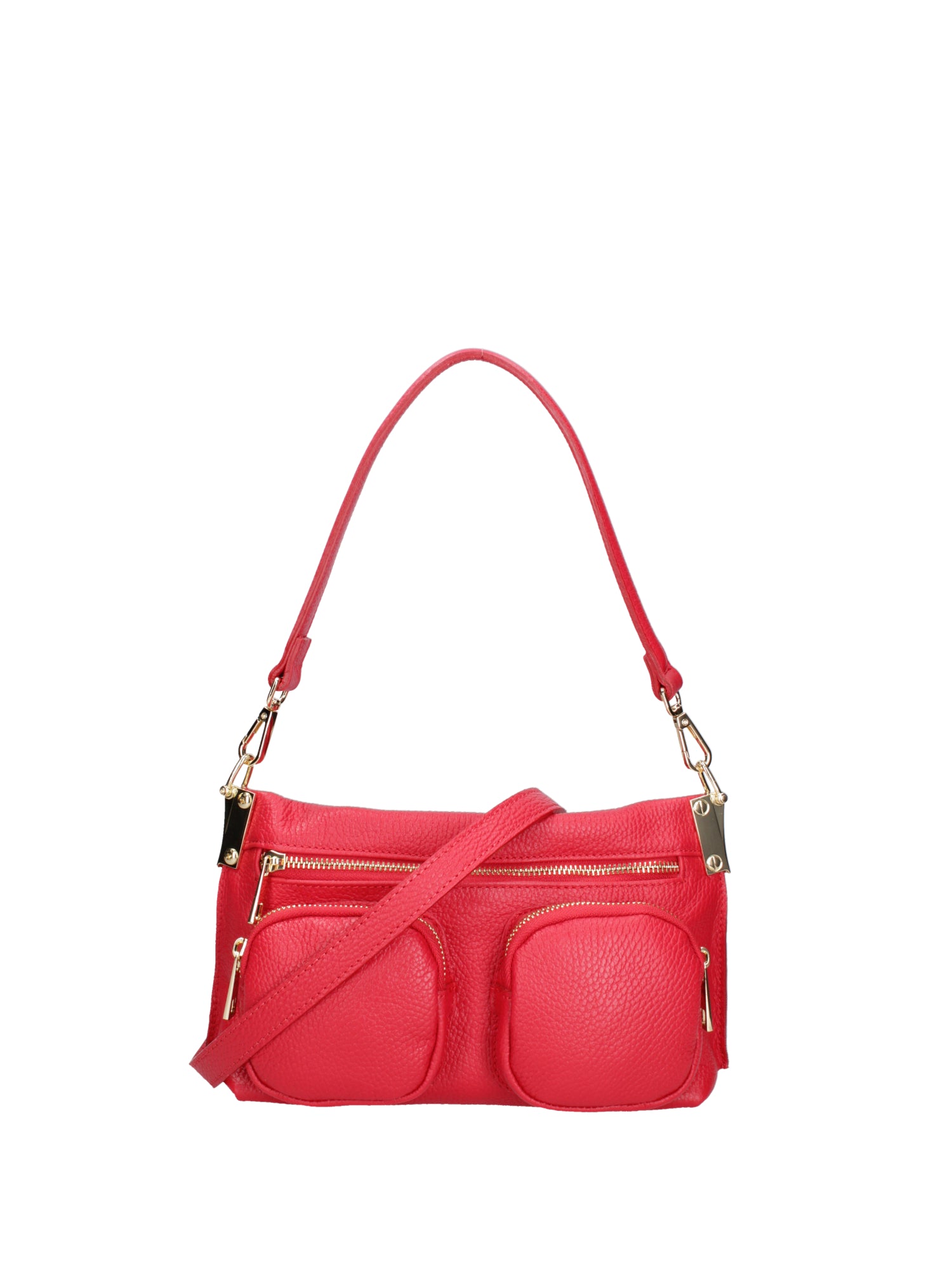 Borsa a spalla da donna Vera pelle 07147-D58 ROSSO FUOCO Roberta Rossi