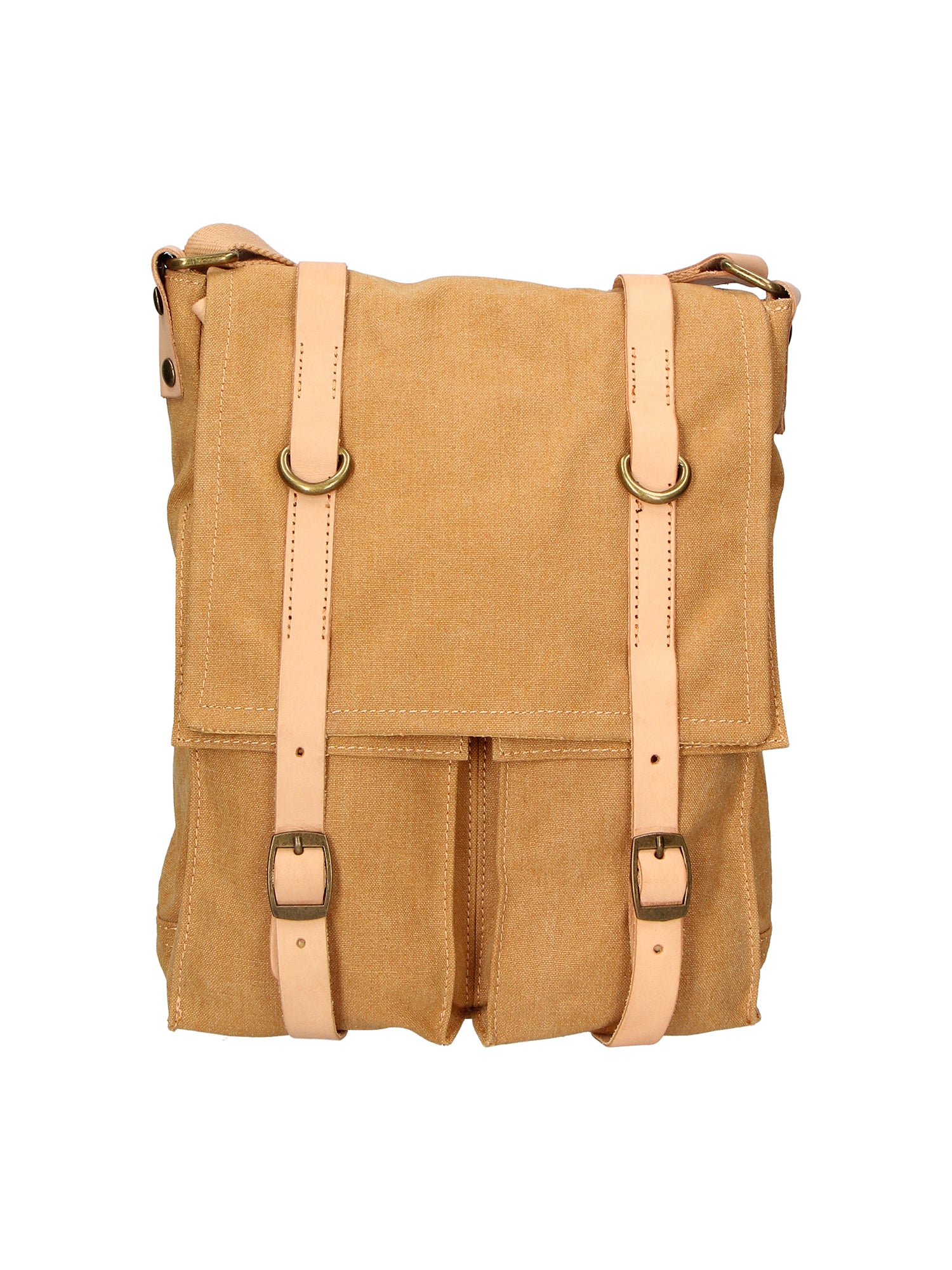 Milena Borsa a tracolla unisex Canvas e vera pelle ZG3009-CUOIO COGNAC Gave Lux