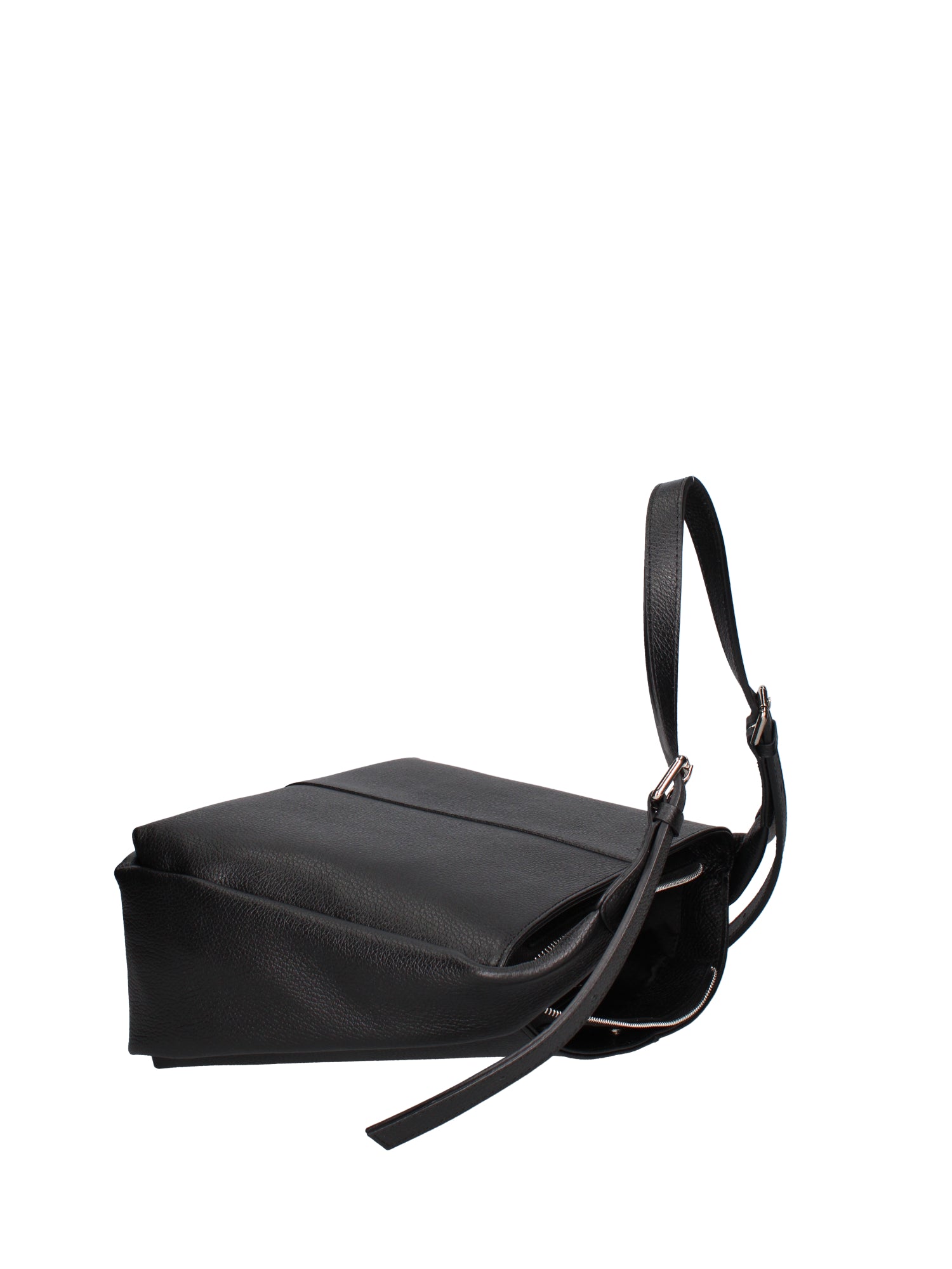 Borsa a spalla da donna Misto pelle e tessuto 07157-D28 NERO Roberta Rossi
