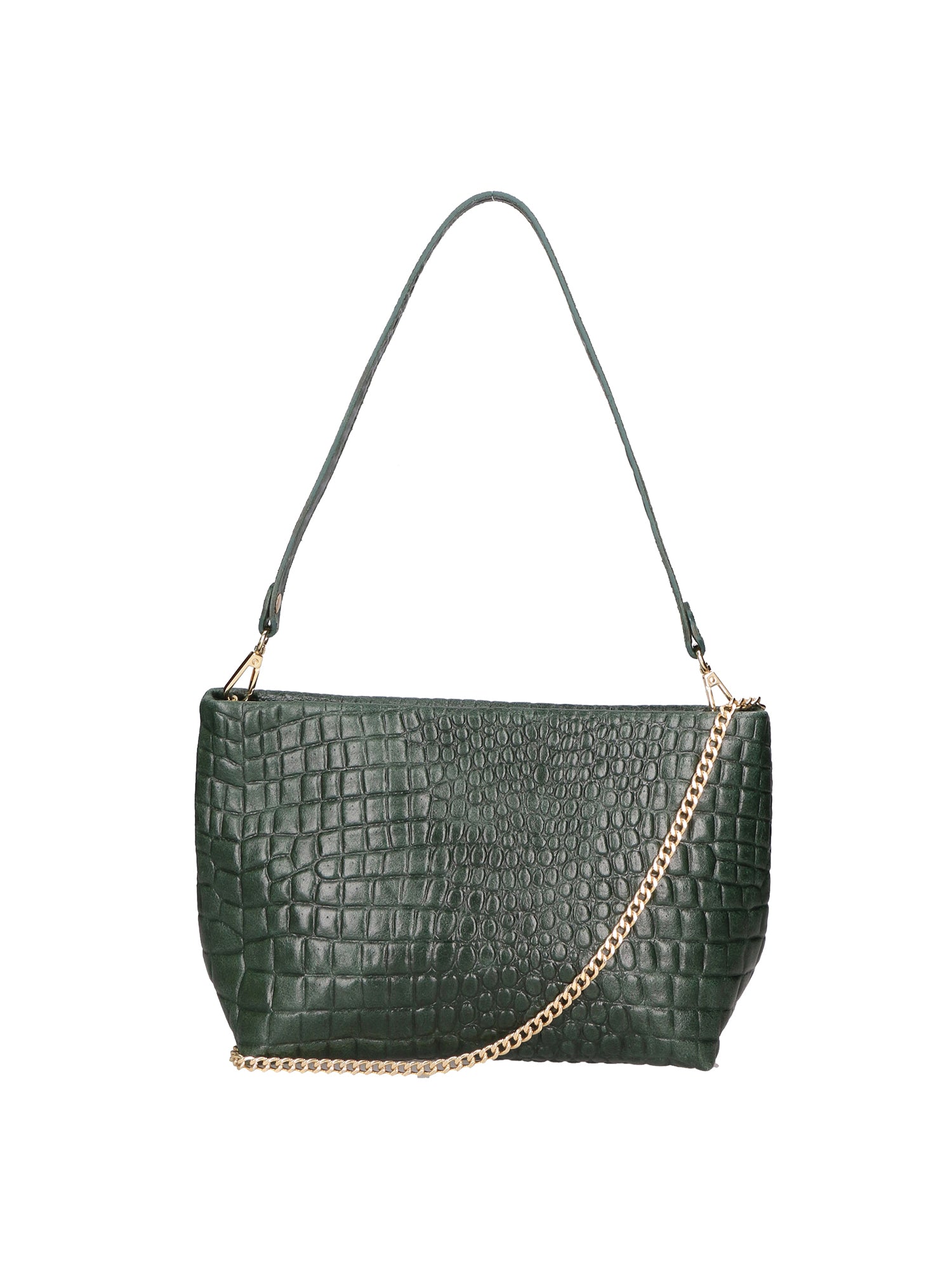 Lorelei Borsa a spalla da donna Vera pelle croco 06498-017 VERDE BOTTIGLIA Gave Lux