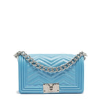 Borsa a mano da donna 100% PVC FLAT S MANHATTAN-NORSE BLUE + SILVER Marc Ellis