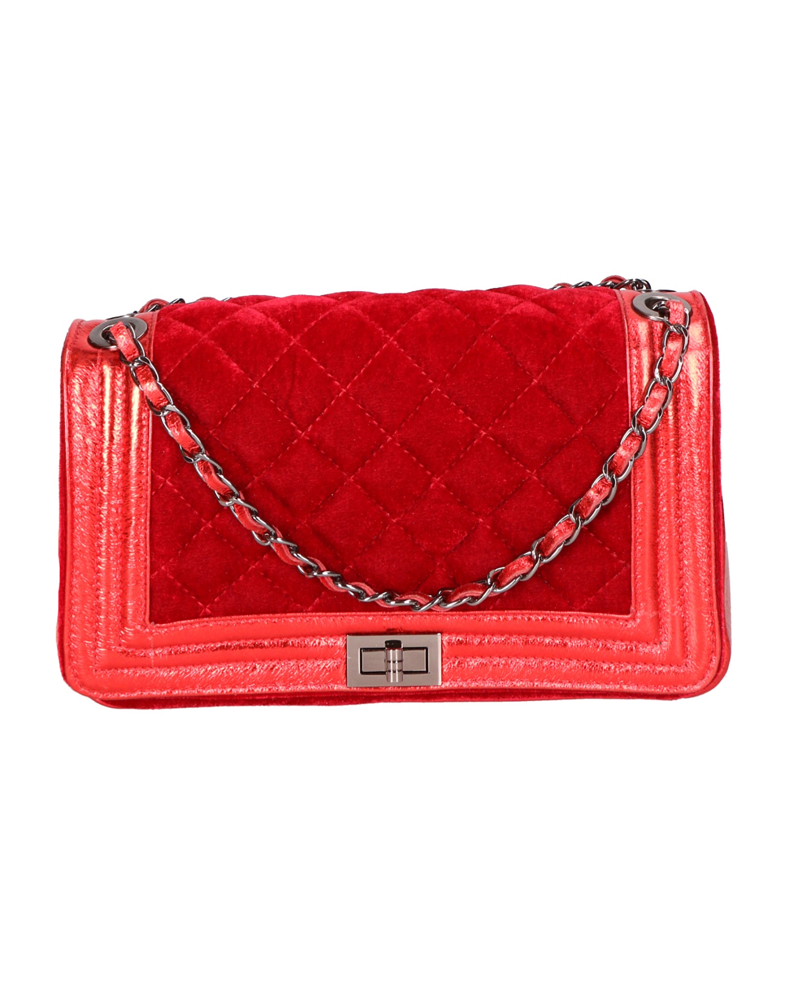 Valeriana Borsa a tracolla da donna Velluto e pelle 1139-ROSSO  Gave Lux
