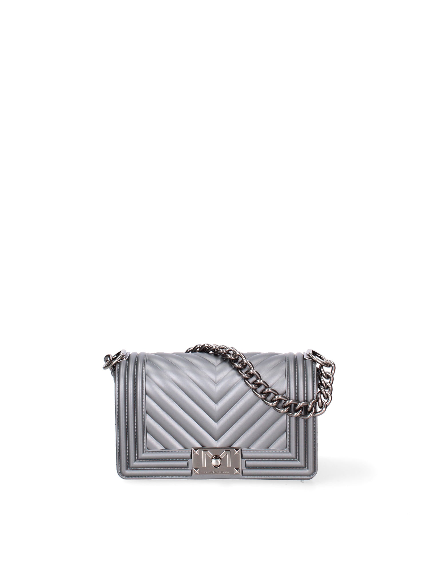 Borsa a mano da donna 100% Pvc FLAT-S 24-GUN METAL - BRUSH CDF Marc Ellis
