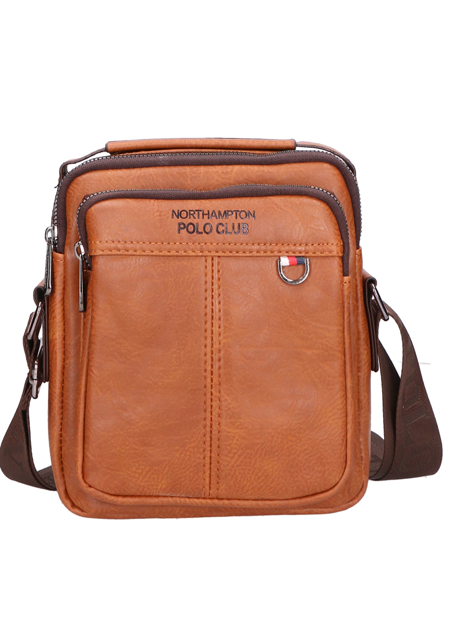 Borsa a tracolla uomo 100% pelle PU PCL3056-BROWN Northampton Polo Club