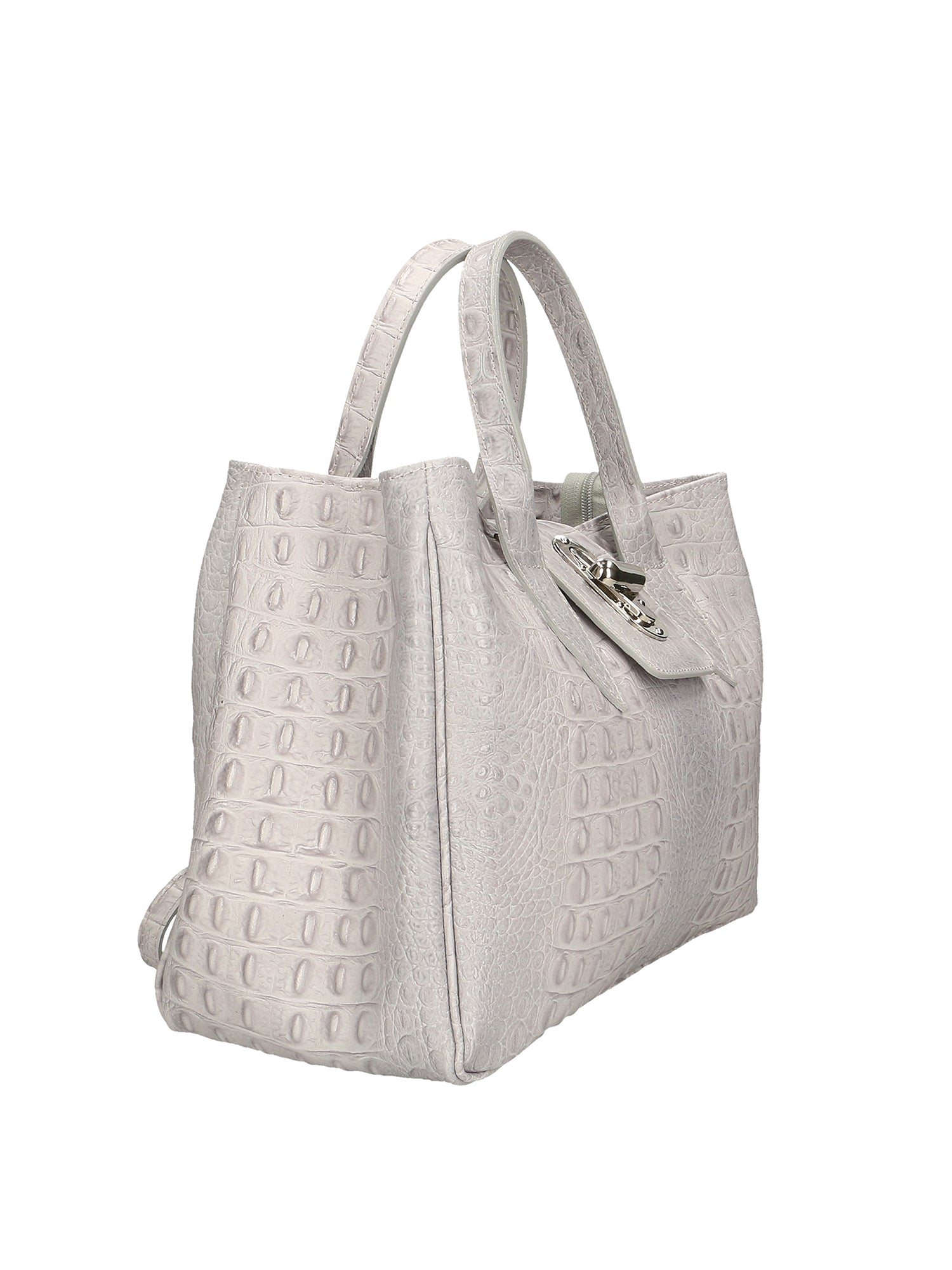 Ascoli Borsa a mano da donna Pelle stampata cocco 7718-GRIGIO Gave Lux
