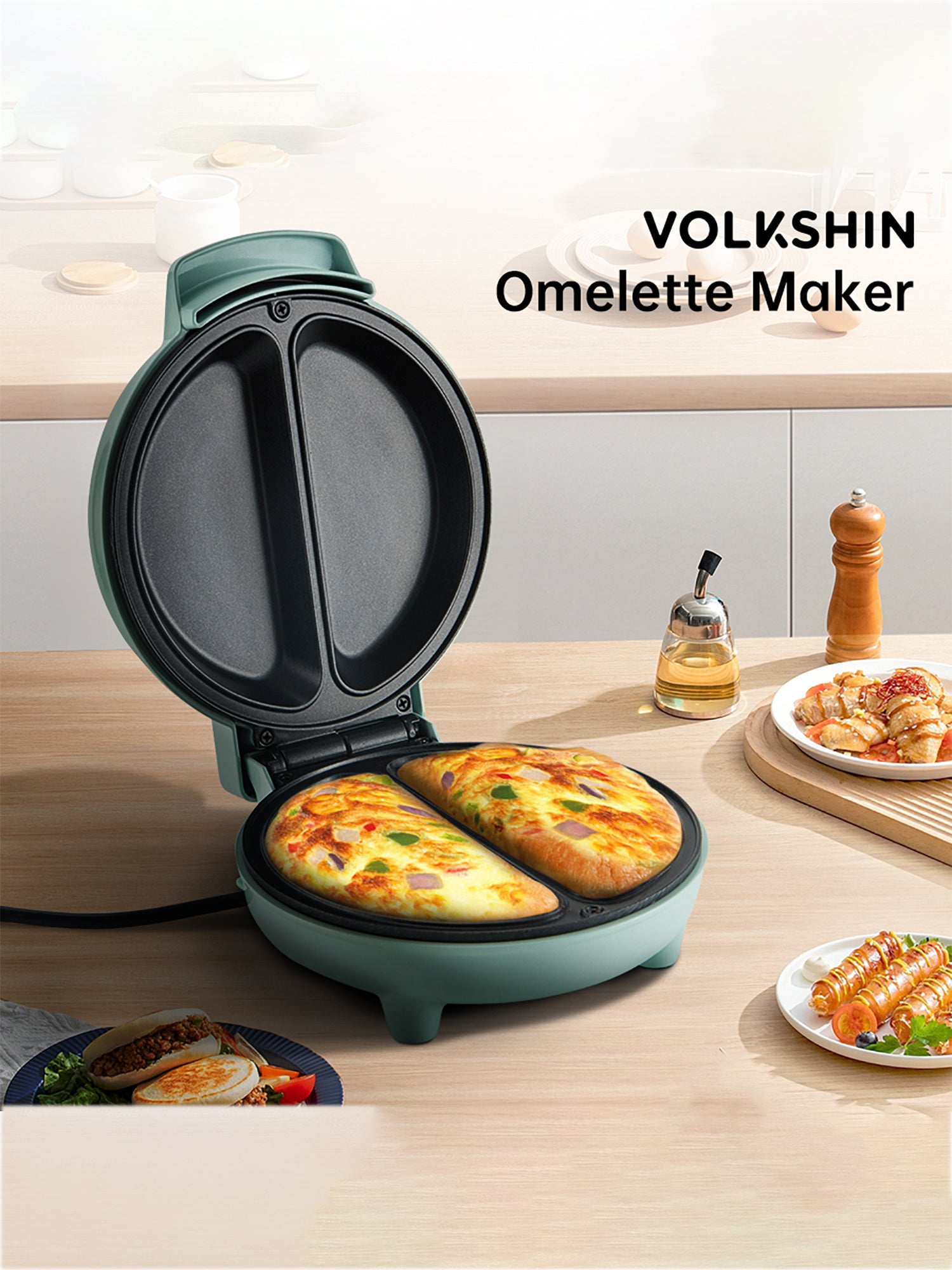 Plastica & Teflon Macchina per Omelette Unisex Garanzia 24 Mesi BLA-1116-Azure Greenis