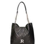 Borsa a spalla da donna 100% vera pelle JR-W-1100-TY-BLACK + SILVER John Richmond