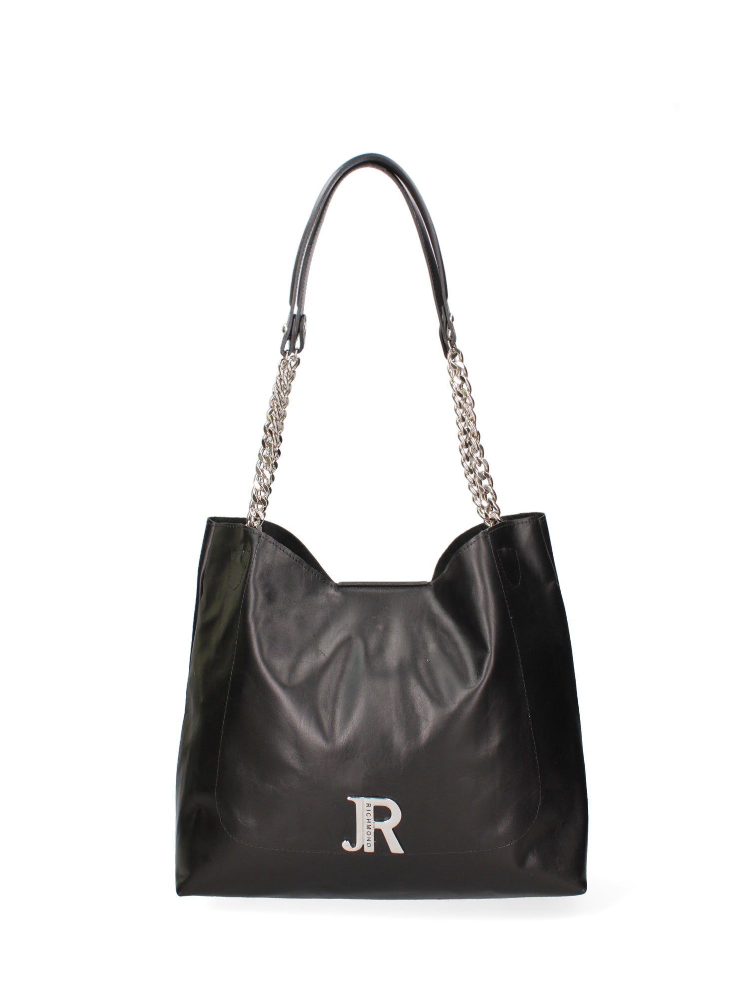 Borsa a spalla da donna 100% vera pelle JR-W-1100-TY-BLACK + SILVER John Richmond