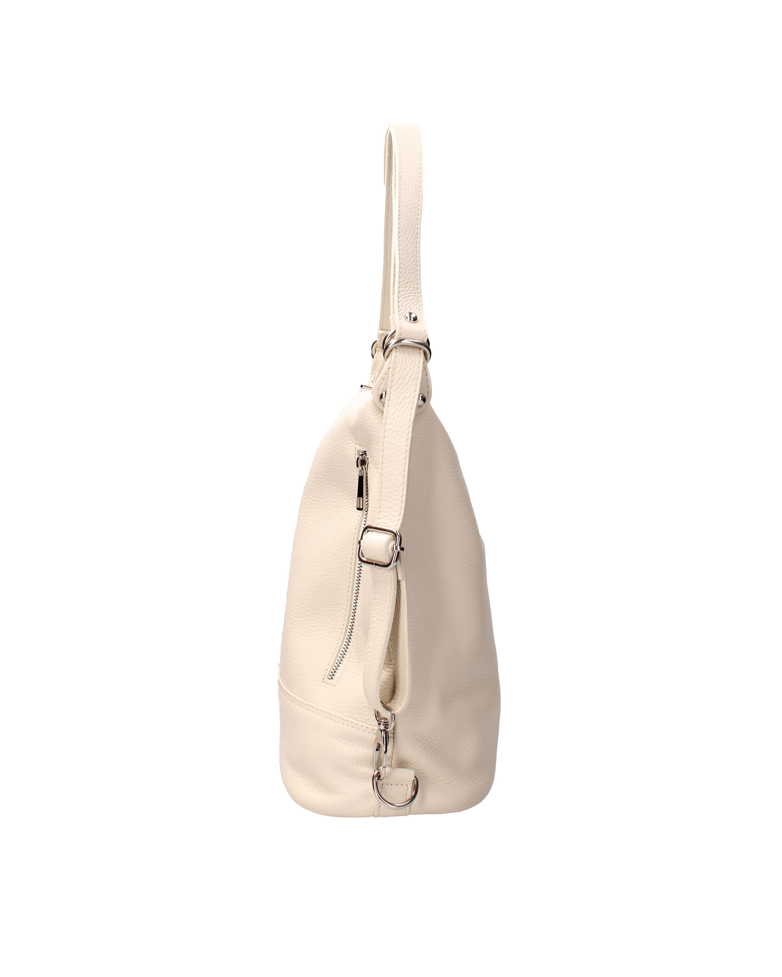 Vera pelle 07135-D37 LATTE Borsa a spalla convertibile Anjelica Viola Castellani
