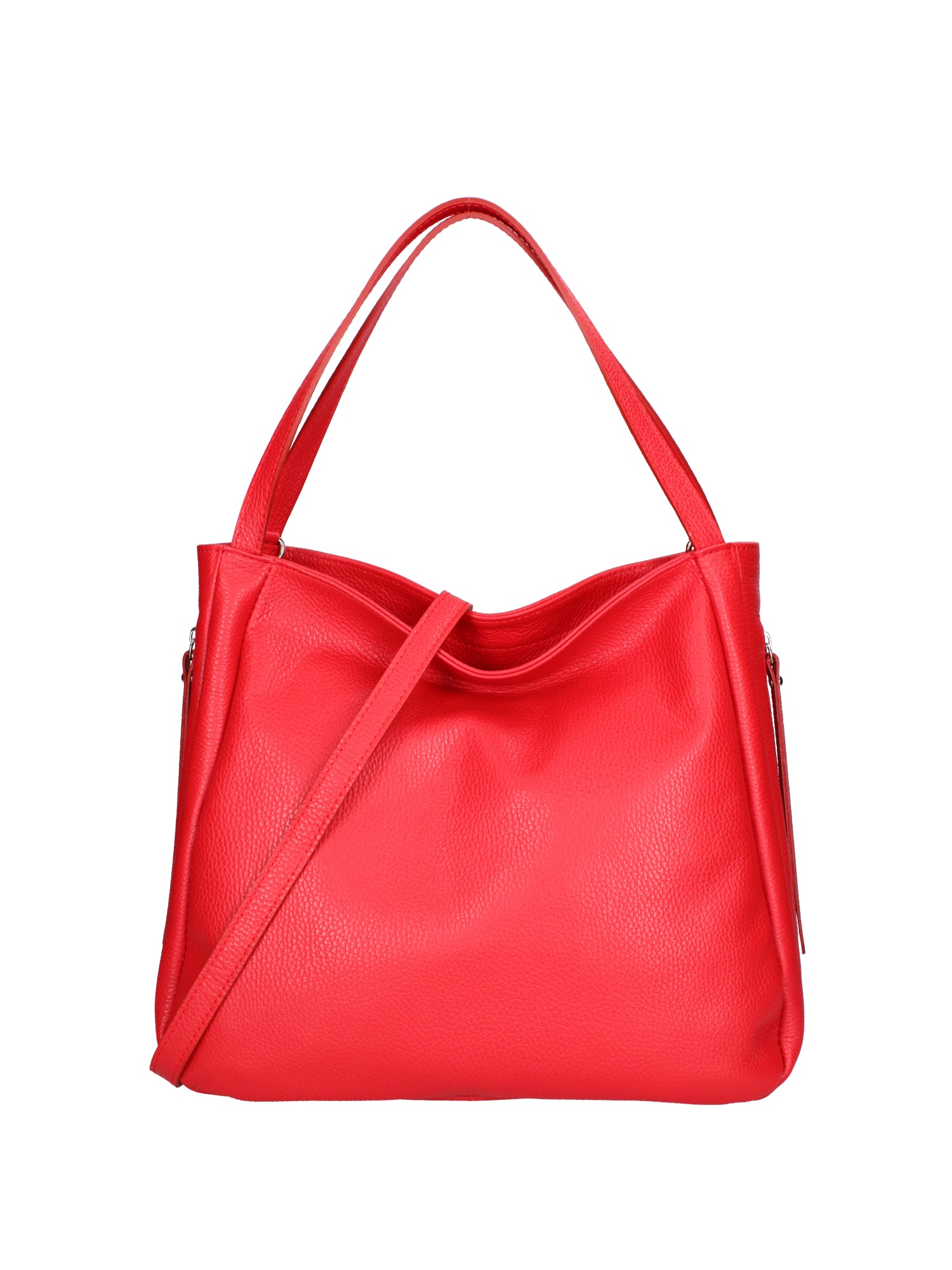 Borsa a spalla da donna Misto pelle e tessuto 07155-D58 ROSSO FUOCO Roberta Rossi