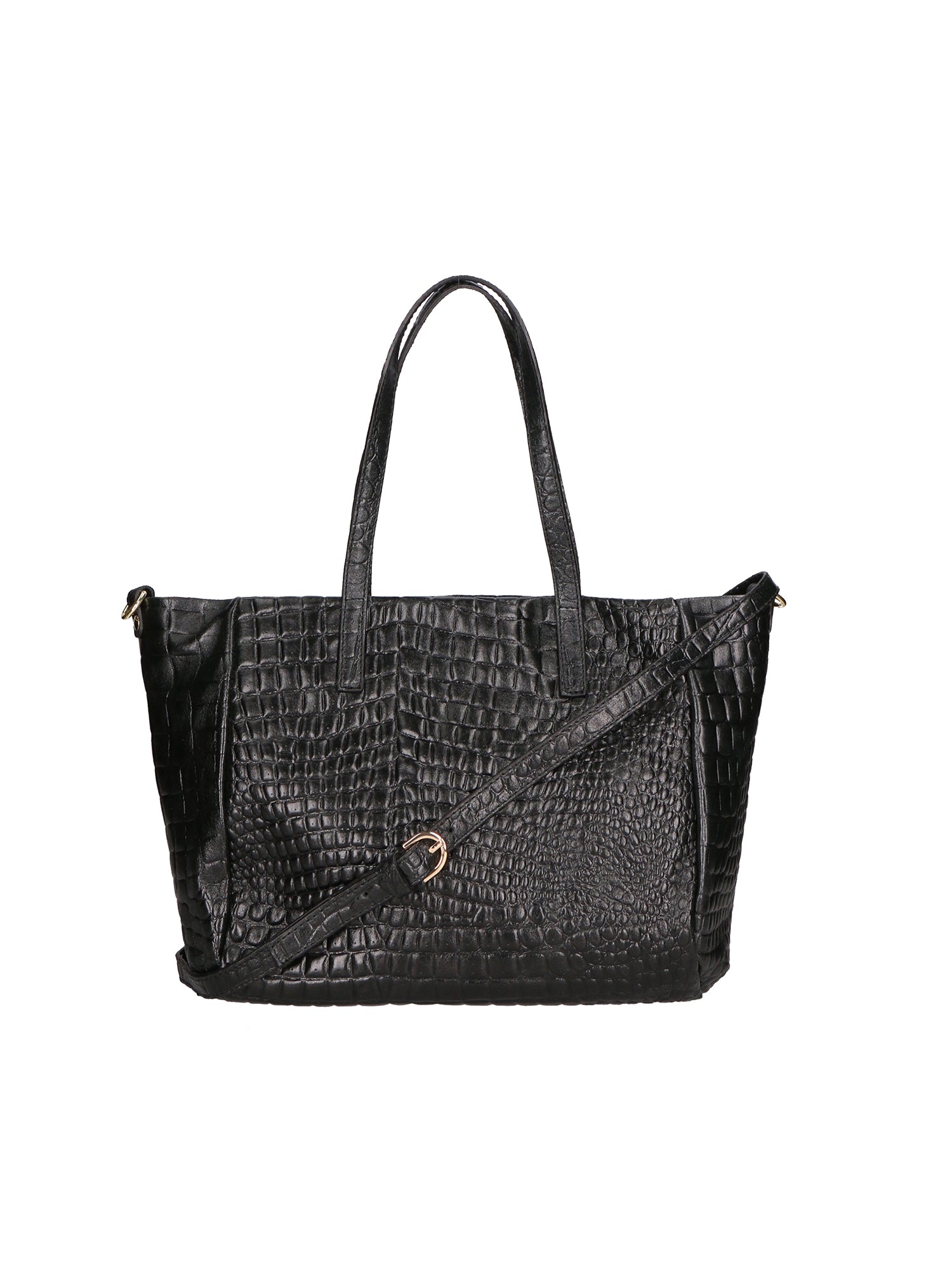 Lorella Borsa a spalla da donna Vera pelle croco 06499-019 NERO Gave Lux
