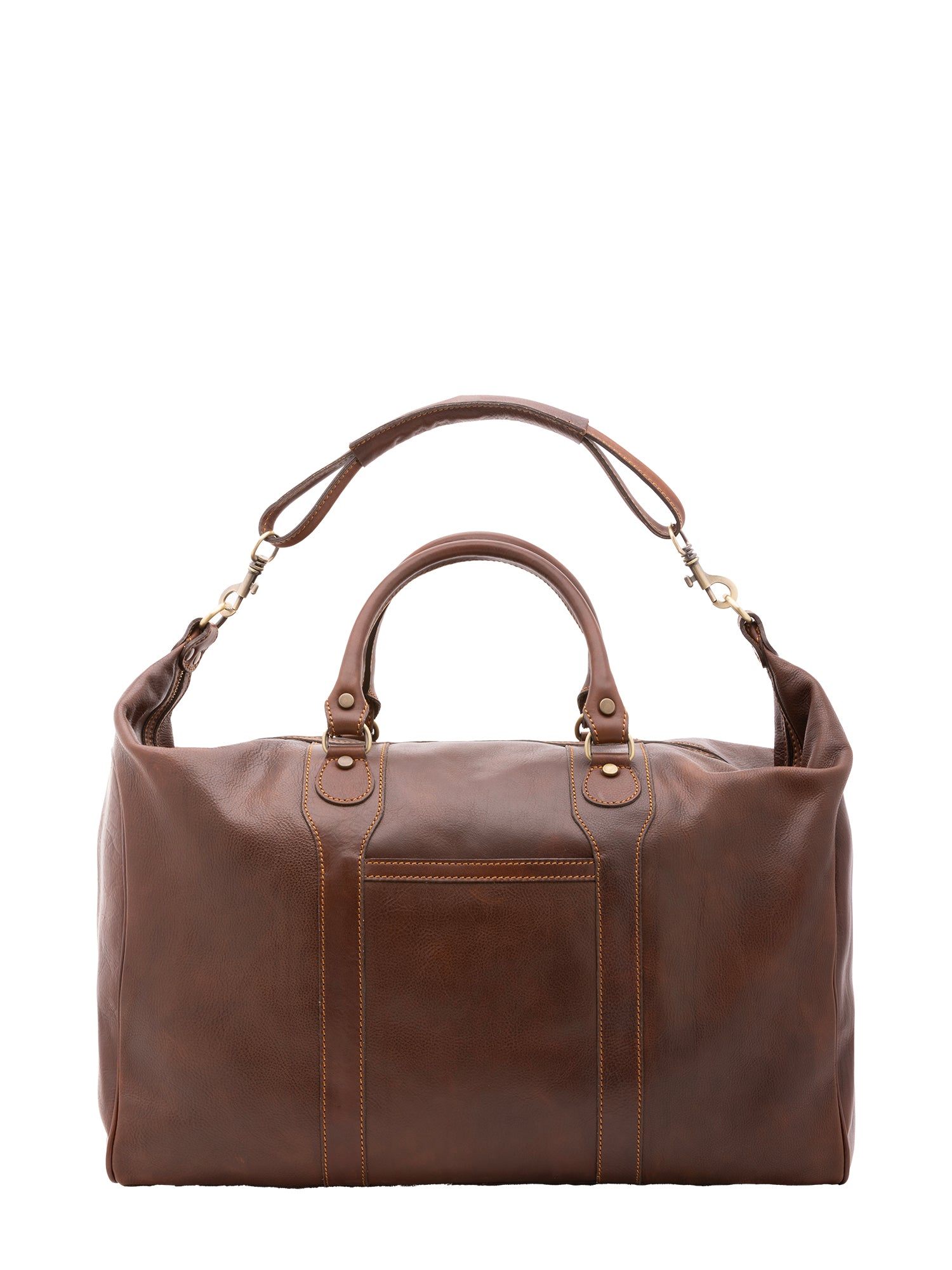 Borsa da viaggio unisex in vera pelle 100% cotone 4046-TESTA DI MORO Alessia Firenze