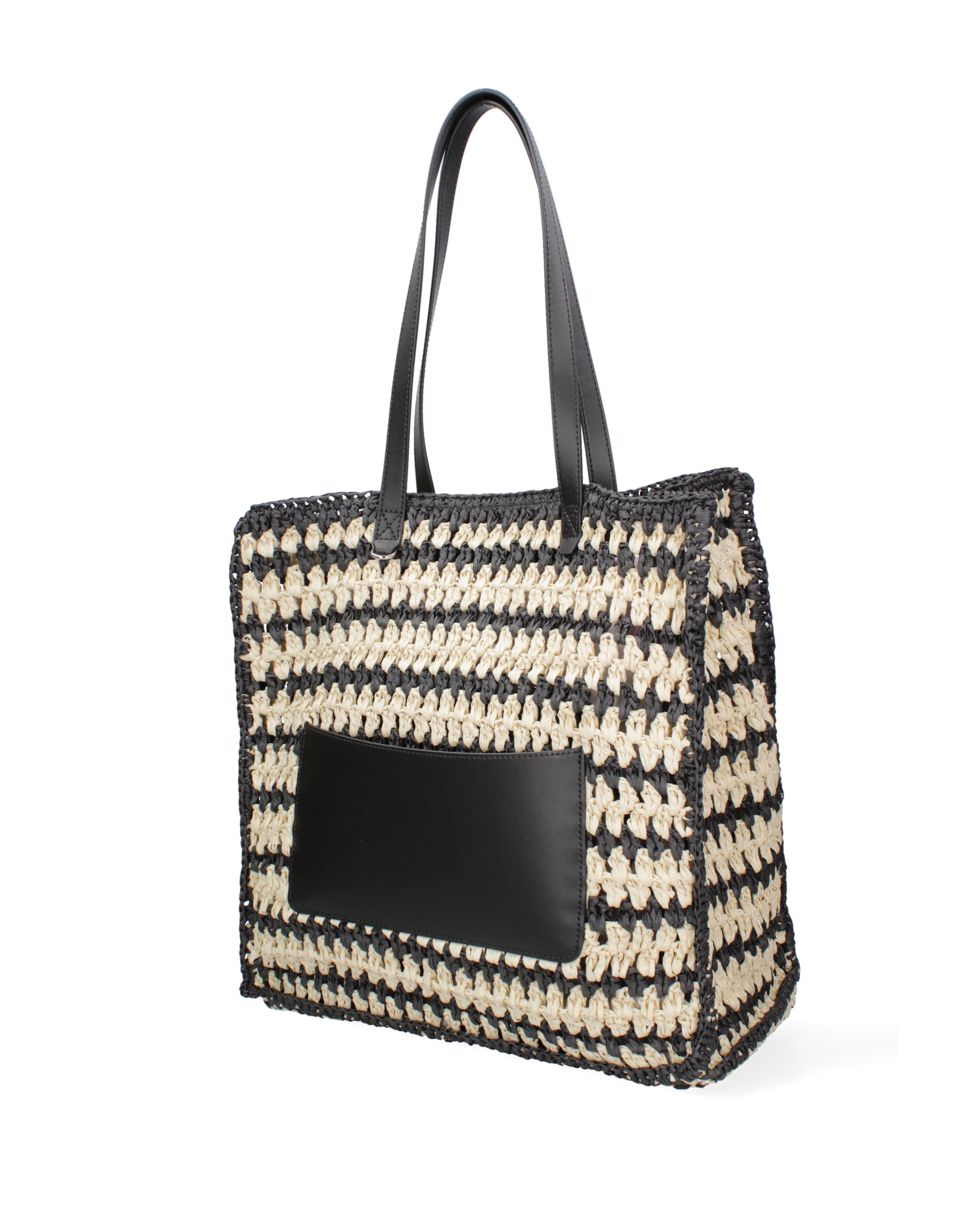 Borsa a spalla da donna Paglia intrecciata 07383-BLACK G12 Viola Castellani