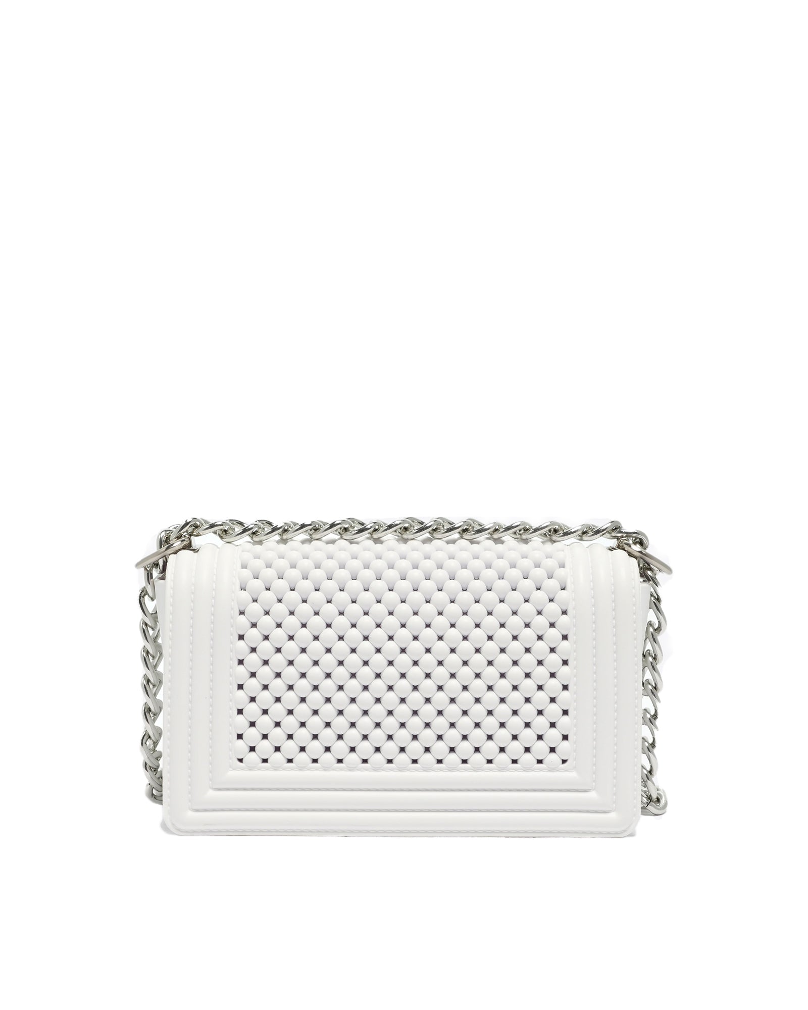 Borsa a mano da donna 100% Pvc FLAT S BALL-OFF BLANC + BRUSH SILVER Marc Ellis