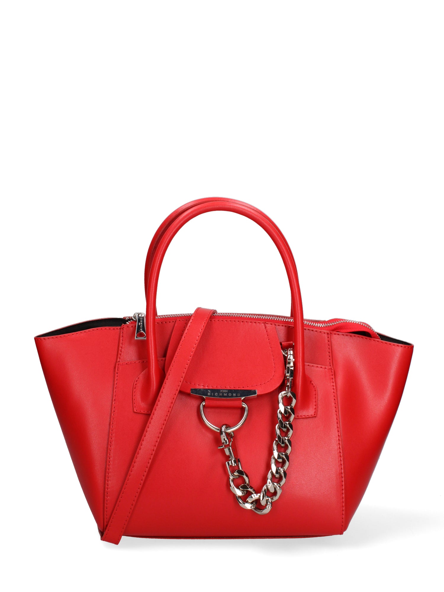 Borsa a mano da donna Vera pelle JR-W-1102BX-CORAL RED-SILVER John Richmond