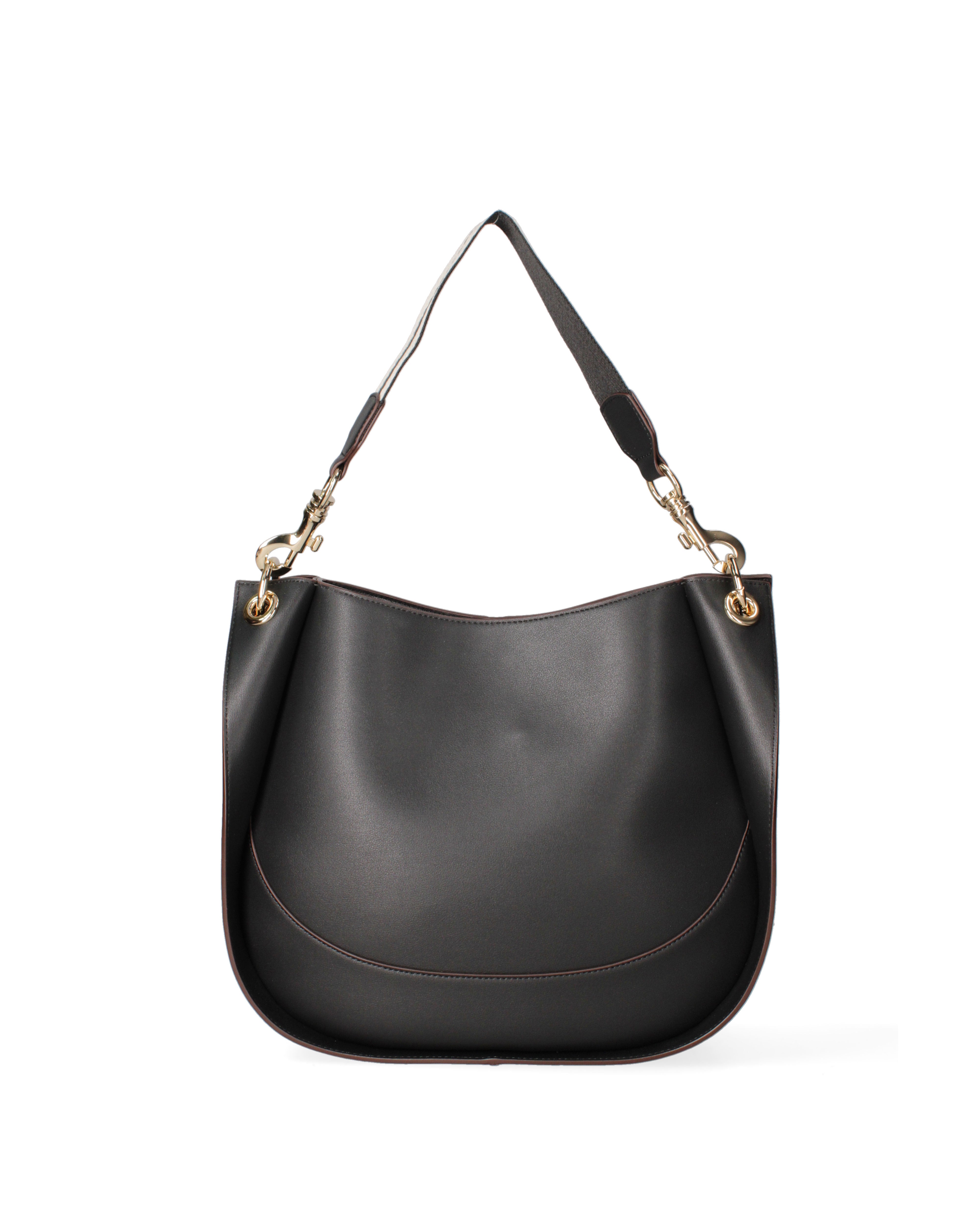 Borsa a spalla da donna 100% pelle riciclata 07224-Nero Viola Castellani