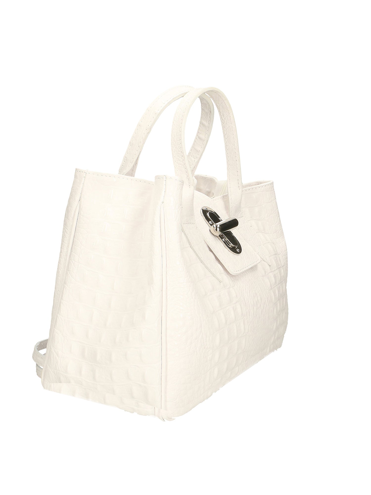 Ascoli Borsa a mano da donna Pelle stampata cocco 7718-BIANCO Gave Lux